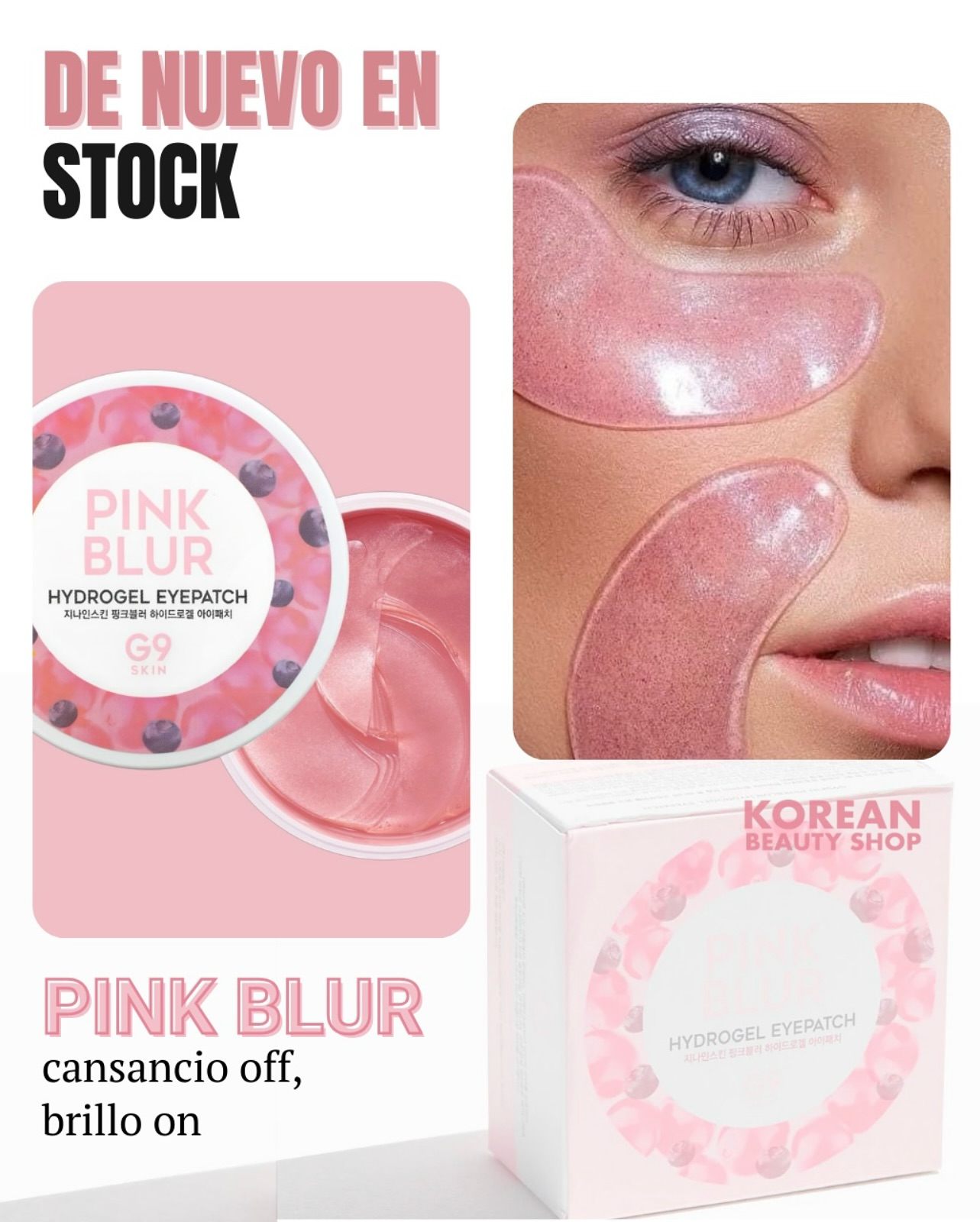 Si tus ojos piden ayuda después de madrugones, pantallas y estrés, los 𝐏𝐢𝐧𝐤 𝐁𝐥𝐮𝐫 𝐇𝐲𝐝𝐫𝐨𝐠𝐞𝐥 𝐄𝐲𝐞𝐩𝐚𝐭𝐜𝐡 van al rescate 💖
💦 Hidratación intensa ❄️ Efecto refrescante
🫐 Enriquecidos con arándanos antioxidantes para una mirada joven y radiante⏳Reduce bolsas y ojeras en minutos ⚡️Diseño adaptable para un cuidado preciso. Aplícalos donde los necesites: ojeras, líneas de expresión, mejillas o cuello.
Cómpralos ya @koreanbeautyshop_eu
#CuidadoDeLaPiel #RutinaDeBelleza #PielRadiante #BellezaNatural #Hidratación #GlowSkin #CuidaTuPiel #BrilloNatural #G9SKIN #ParchesHidrogel #MiradaDescansada #BolsasYOjeras #EfectoRefrescante #Antifatiga #RevitalizaTuPiel #TendenciasBeauty #SkincareLover #CuidadosFaciales #BeautyTrends #G9SKIN_Global #CosmeticaCoreana #KbeautyPortugal #KbeautyEspaña #ParchesParaOjeras #ParchesOjos #HidratacionFacial #GlowUp #BellezaCoreana #Belleza #RutinaSkincare