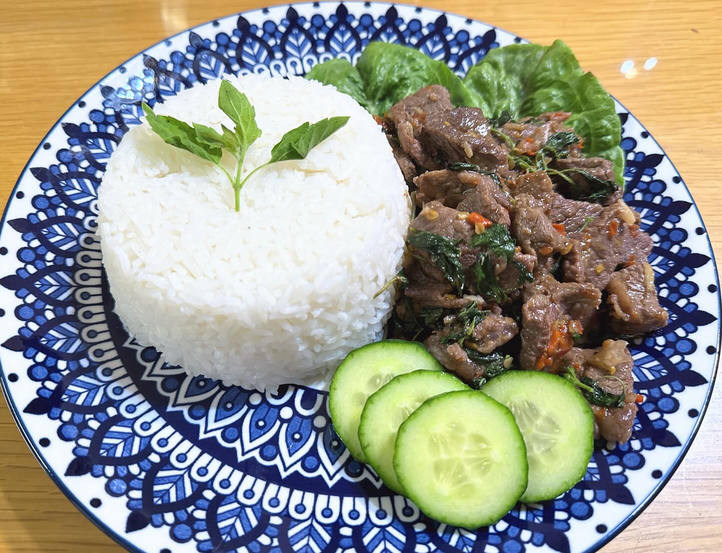 “Spicy, savory, and packed with flavor! Try our authentic Thai Beef Basil Stir-Fry (Pad Krapow) – a perfect balance of heat and aroma, served with jasmine rice. One bite, and you’ll be hooked! 🇹🇭🔥🍛 #ThaiFood #PadKrapow #SpicyDeliciou