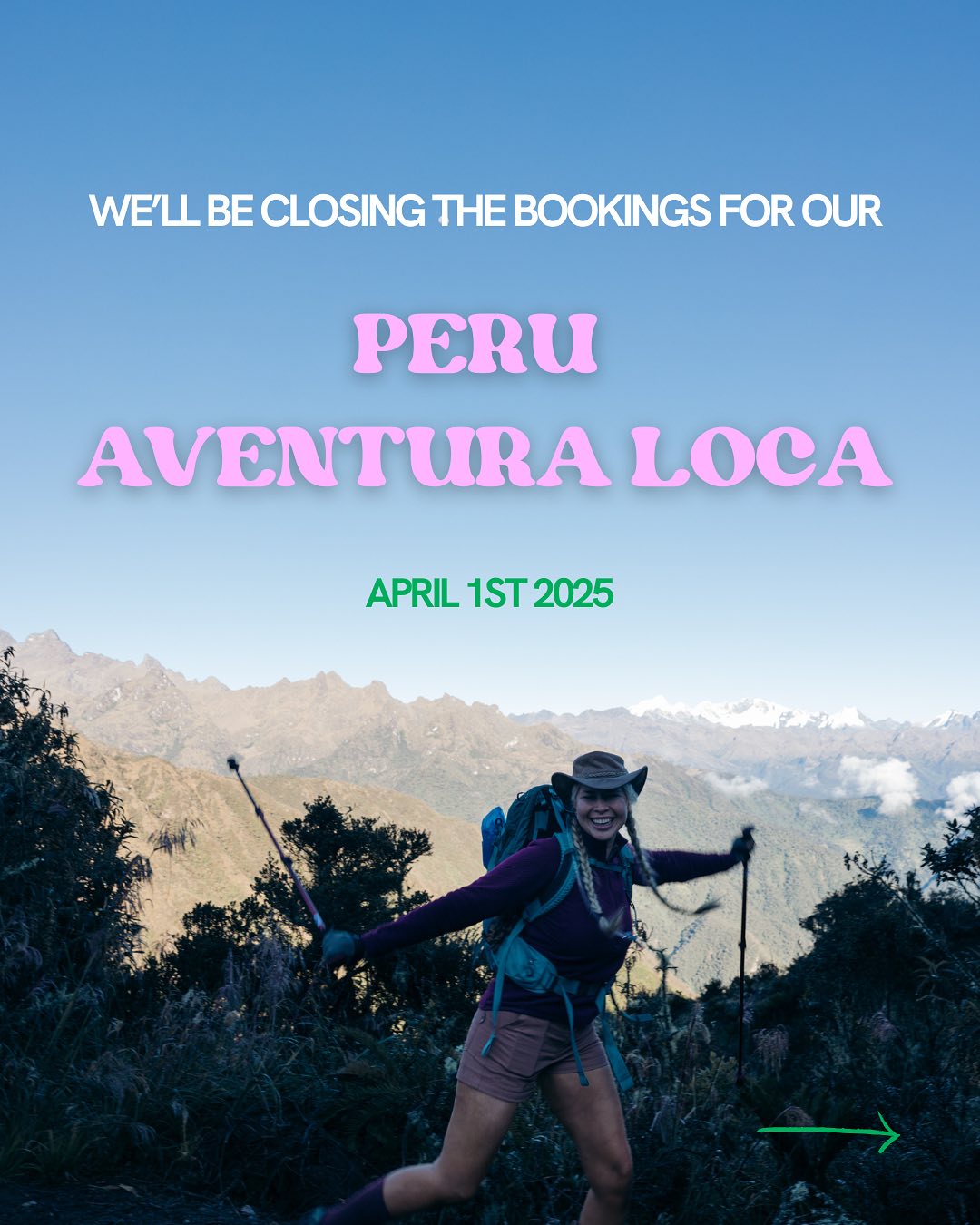 LAST CALL, LADIES! We’re closing bookings for our Peru Aventura Retreat on April 1st (or sooner if spots sell out)! Read above why 🫶🏾
So if you’ve been dreaming of this adventure, this is your moment. We need your deposit + passport details to lock in your spot.
We have only 5 spots left for our retreat. 👏🏾 First come, first served—who’s in?! 🏔️✨
Drop a “SIGN ME UP!” below or DM us now!
#LocasOnly #PeruAventura