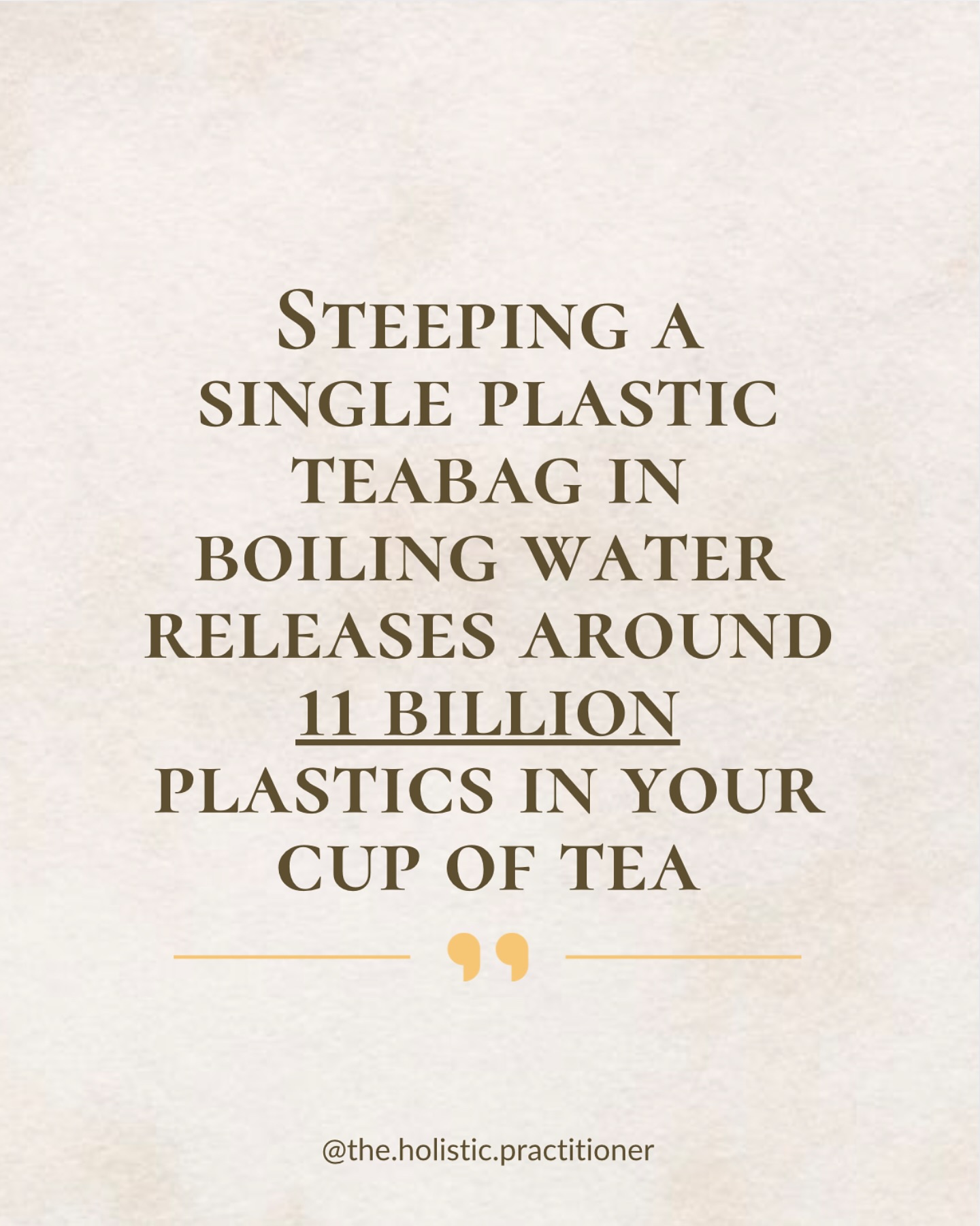 When I first started drinking tea (and I’m a huge fan of all types of teas), I had NO idea that the teabags I was using could be toxic and hormone-disrupting.
I was dealing with issues like estrogen dominance and even got diagnosed with fibrocystic breast disease in 2011. It wasn’t until I learned about what was actually in those teabags that I realized how much it was affecting my body.
It’s crazy how something as simple as tea can impact our health in ways we don’t even realize! Now, I choose teas that are free from plastics and chemicals. #saynotoplastic