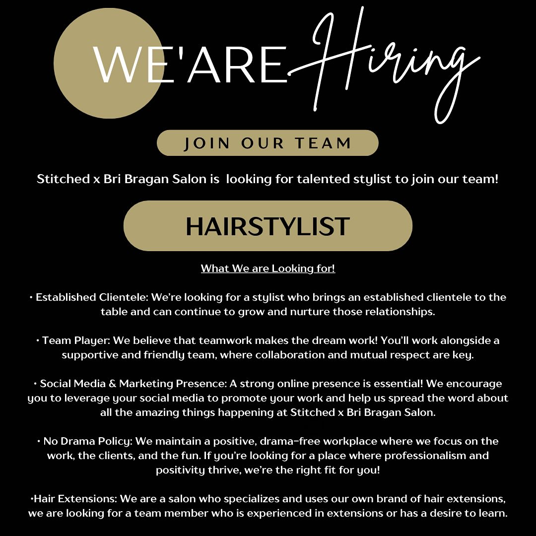 Join our team 🌱
.
DM us for more details 🖤
.
.
#wearehiring #joinourteam #hairsalondanversma