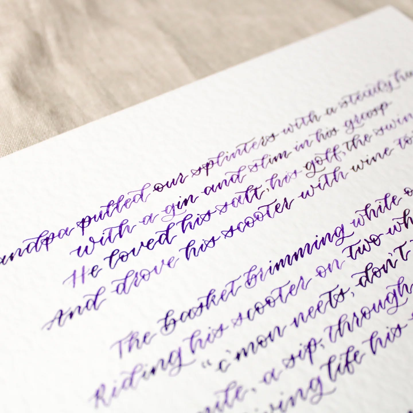 ⢠A loving tribute šŖ½š©µ
I had the privilege of commissioning a poem created by the grandchildren of a greatly loved Grandpa.
Purple was chosen as it was his favourite colour. The poem was gifted to his wife to remember the memories created with him.
My heart melted when I first read the poem!š„¹
Card stock: Hammer card, 300gsm
Ink: @tomsstudio amethyst
#cotswoldscalligraphy #cotswoldssmallbusiness #cotswoldcalligrapher #calligraphymade #calligraphyservices #calligraphypersonalisation #calligraphycommission #calligraphygift #calligraphy #moderncalligraphy #moderncalligrapher #moderncalligraphyservices #calligraphypoem #purplecalligraphy