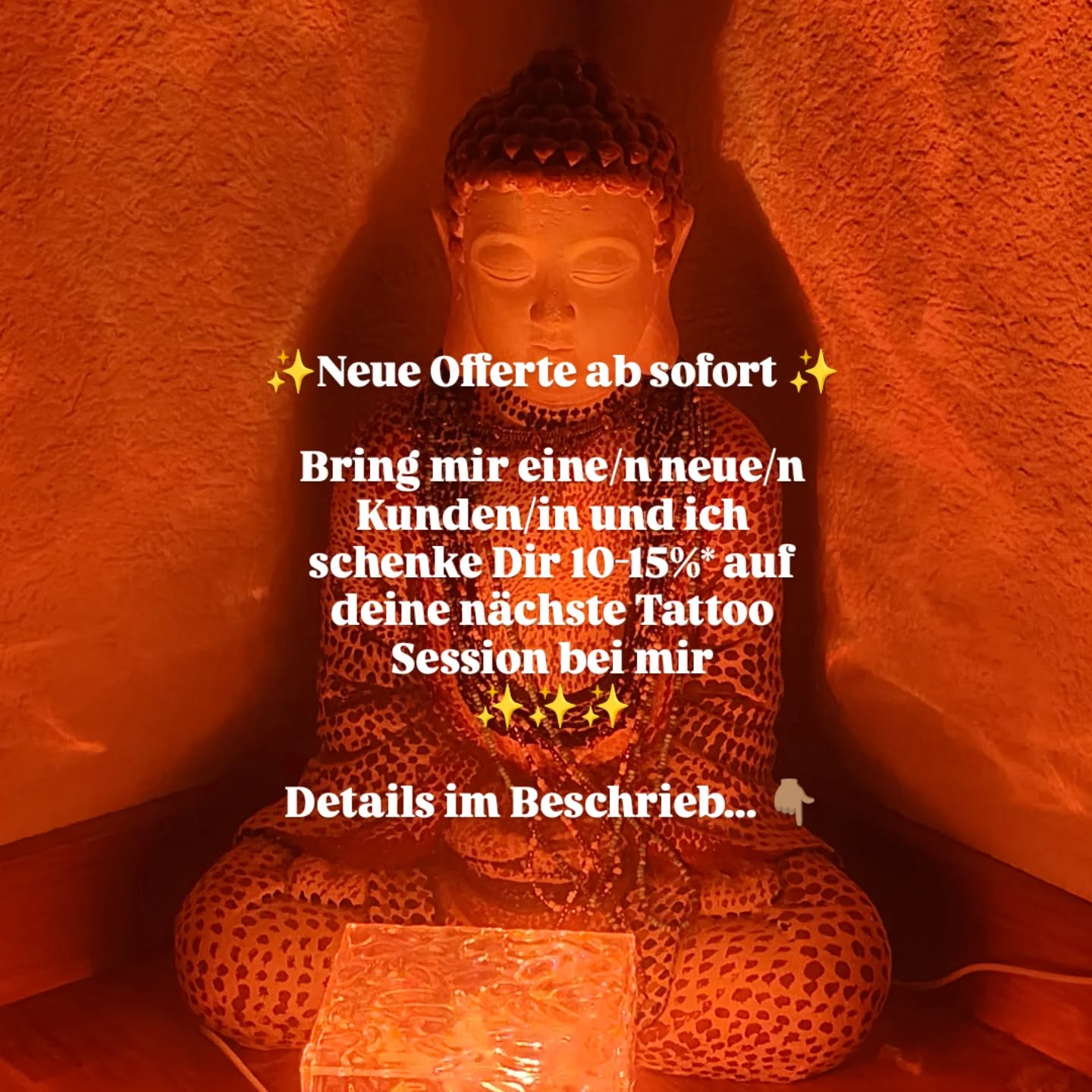 ✨✨Patenschaft✨✨
Wenn du mich weiter empfiehlst und dein/e Freund/in ein Tattoo bei mir machen lässt, bekommst du einen Rabatt von 10% bis 15%* auf deine nächste Tattoo Session bei mir ✨
Du bekommst bei jeder Patenschaft einen Gutschein, aber diese sind nicht kumulierbar.
*Tattoosession unter 3h : 10% Rabatt
*Tattoosession ab 3h aufwärts : 15% Rabatt
Ich freue mich auf die nächsten Projekte mit Dir!
✨💖✨
...............................................................
✨✨Offre de parrainage✨✨
Dès maintenant, si tu me recommandes à un/e ami/e et qu'il/elle vient se faire tatouer dans mon studio, je t'offre un rabais de 10% à 15%* sur ta prochaine session de tatouage avec moi ✨ tu reçois un bon par parrainage, mais ceux-ci ne sont pas cumulables.
*Session tattoo moins de 3h : 10% de rabais
*Session tattoo plus de 3h : 15% de rabais
Je me réjouis de nos prochains projets !
✨💖✨