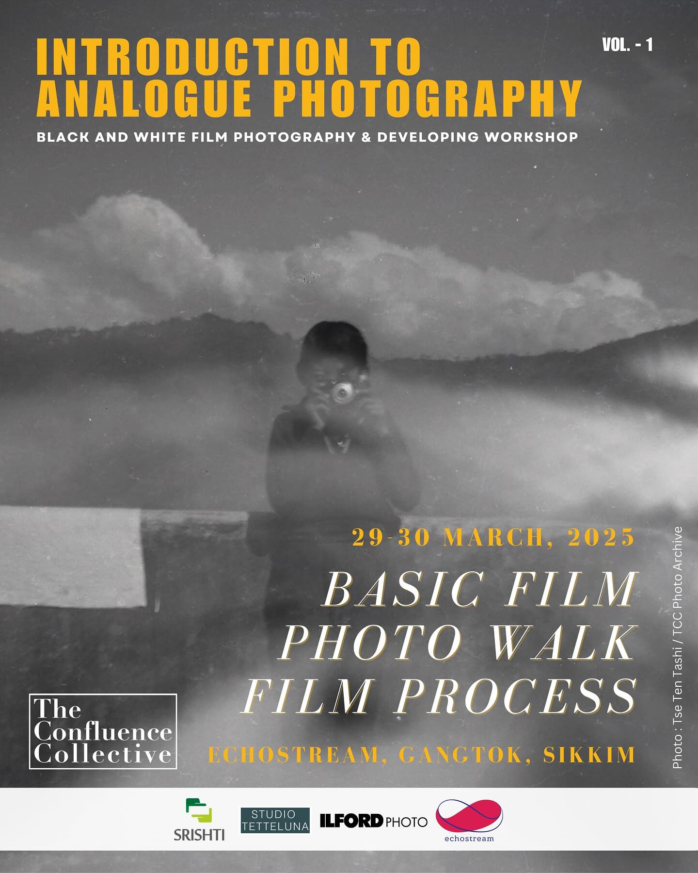 Introduction to ANALOGUE PHOTOGRAPHY - Black and White Film Photography & Developing workshop / Vol -1#
Want to experience the timeless beauty of analogue photography? Join us for a 2 days workshop that celebrates the art, craft, and pure magic of shooting and developing black and white film!
This isn’t just photography—it’s about embracing the slower, more intentional process that gives each image its unique depth, detail, and texture. From the moment you load your film into a film camera to the magic of watching your photo appear in the darkroom, this workshop will take you back to the roots of the craft.
Mentors : Chinlop Fudong Lepcha @chinlop / Yawan Rai @yawanrai / Aswin Sharma @its_ashwin007
Date - 29/30th March, 2025
Venue - Echostream, Gangtok, Sikkim
We are grateful to @murthynayakfoundation for supporting Aswin and Yawan in their darkroom workshop with @srinivaskuruganti in 2022. This experience played a crucial role in enabling our collective to organize workshops like this in the Darjeeling Hills and Sikkim.
Supported by:
@srishtidigilife | @srishti_analogue | @ilfordphoto | @studio_tetteluna | @echostream.sikkim
Application link in bio