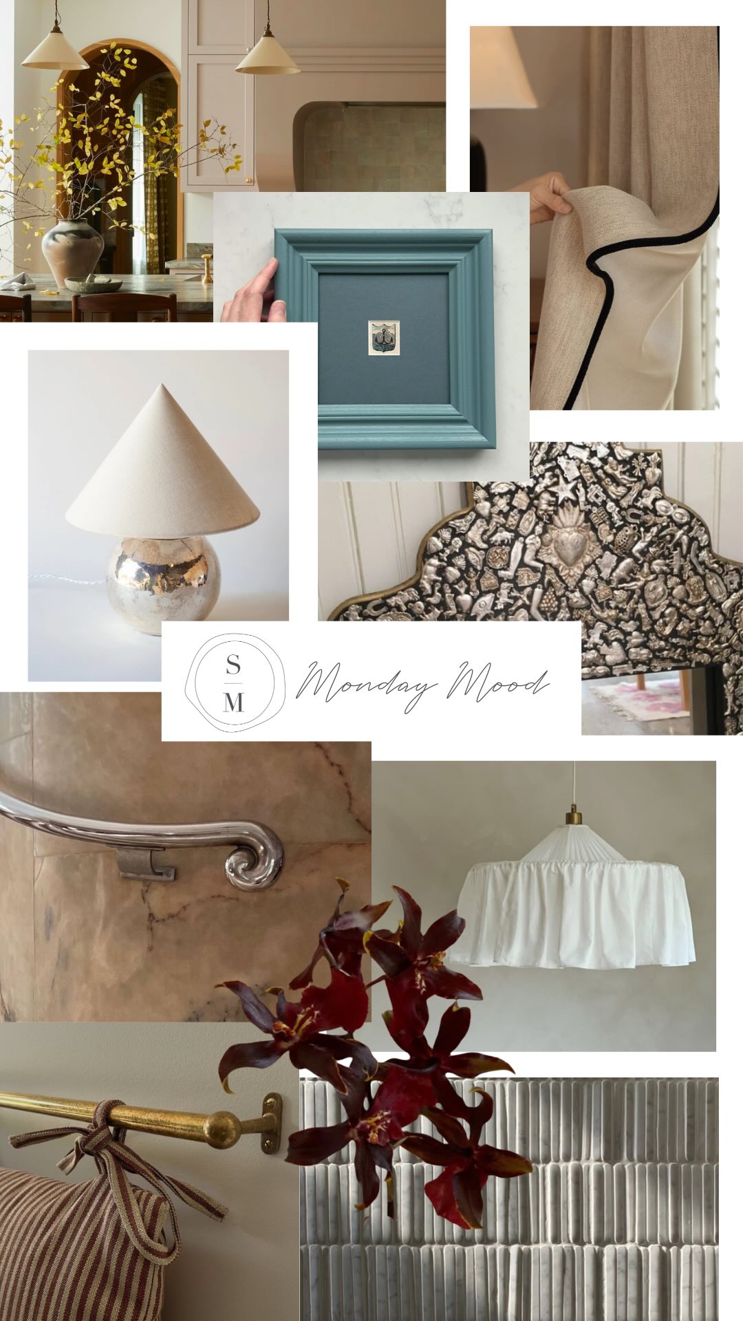 Monday Mood ✨ Starting off the first week of March with some of my most recent Pinterest pins and a little material palette 🎨 For a breakdown of these inspirations, head to my most recent blog post in my Linktree (also don’t forget to subscribe to our newsletter to get notified of new blog posts and other fun stuff!)
Some things I’ve been loving lately:
▫️Timeworn Tiles
▫️Aged metal accents (no surprises there)
▫️Linen textures
▫️Gentle colors
▫️Moody Florals
If you’ve been wanting to add some freshness to your home, I offer a range of service packages from E-Design to full service design!
*
*
*
#InteriorInspo #InteriorDesign #HomeDecor #DesignDetails #MaterialPalette #HomeInspiration #InteriorStyling #TimelessDesign #NaturalTextures #TimewornTiles #LinenLovers #AgedMetal #MoodyFlorals #SoftNeutrals #WarmInteriors #EarthyTones #StudioMolina #EDesign #FullServiceDesign #DesignerLife #DesignLover #PinterestInspired #AprilMood #DesignTrends #studiomolinainteriordesign #smid #interiordesigner