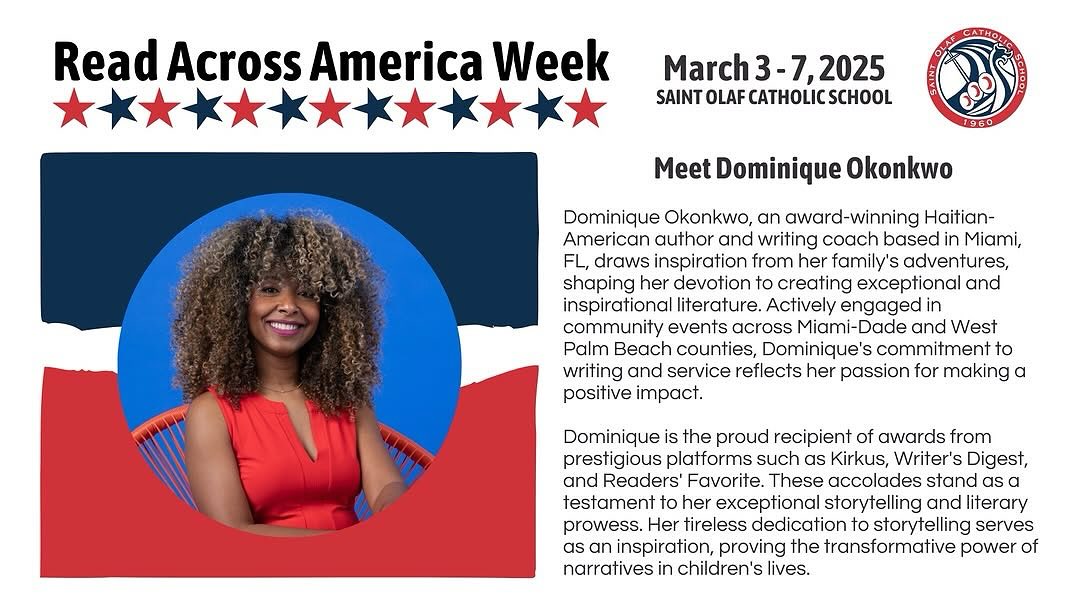 (Repost)• @st.olafs Happy Read Across America week! Today, our younger grade Vikings will Zoom with author @dokwrites! Get to know Dominique and her books below! #ReadAcrossAmericaWeek
