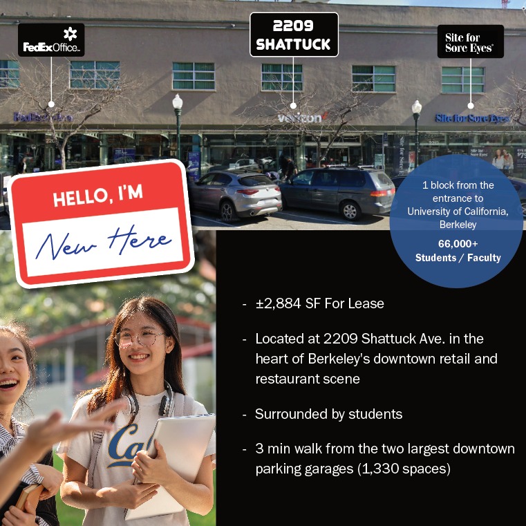 Hello, I'm new here. 2,884 SF in the heart of Downtown Berkeley! #retailtherapy #downtownberkeley #berkeley #ucberkeley