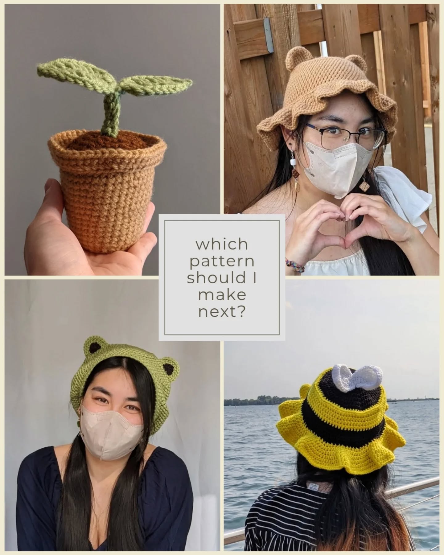 I'm working on a new pattern! You get to vote - which of these 4 should I make the pattern for next?