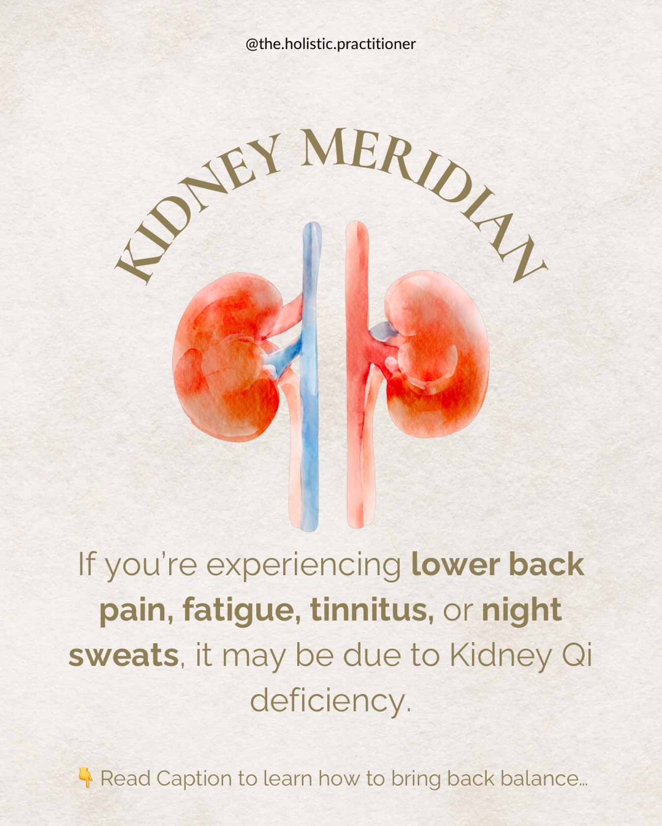 Feeling fatigued or dealing with lower back pain? Your Kidney Qi (energy) might need some support.
Try incorporating goji berries, black sesame seeds, and walnuts into your diet to restore energy and vitality. For a stronger Qi booster you can try herbs like rehmannia, cordyceps and He Shou Wu (Fo-ti).
Exercises that boost Kidney Qi, are things like Tai Chi, Qigong, and yoga poses such as Child’s Pose and Pigeon Pose. Gentle walking, swimming, or dancing also promote circulation and energy flow to the kidneys. Breathing exercises, especially deep abdominal breathing, can nourish Kidney Qi, as can Kegel exercises for pelvic floor strength. Light weight training and Kundalini Yoga further support vitality and energy. Don’t forget to add rest and warmth to your routine, as the kidneys thrive on recovery and heat.
To enhance the benefits, acupressure points like Kidney 1 (Yongquan) on the soles of your feet, Kidney 3 (Taixi) at the ankle, and Kidney 27 (Shufu) near the collarbone are excellent for boosting Kidney Qi. Incorporating these exercises and acupressure points can help maintain energy, balance, and vitality in your body.
#KidneyHealth #EnergyBoost #TCM #Vitality #Longevity