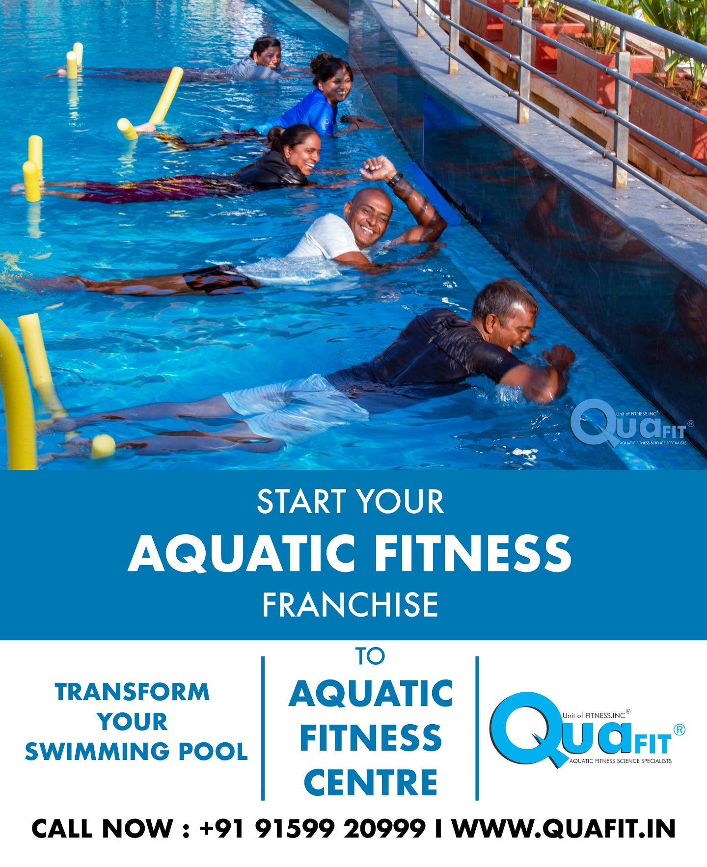 Do you own a swimming pool? Convert your swimming pool into an aqua gym or aquatic fitness centre with Quafit ® FRANCHISE
Lead the Aquatic Fitness Revolution
Dive into the future of fitness with Quafit!
Our innovative aquatic fitness franchise offers a unique opportunity to blend wellness and entrepreneurship. You can own a Quafit franchise and lead the aquatic fitness revolution.
Enjoy benefits like a proven business model, comprehensive training, exclusive territory rights, and rapid ROI.
If you have a passion for fitness and access to a swimming pool, this is your chance to make waves in the industry. Join us and transform lives through water-based workouts! #Quafit #AquaticFitness #FitnessFranchise #WellnessEntrepreneur #FitnessIndia #FranchiseOpportunity #WaterWorkouts #FitnessRevolution #HealthAndWellness #EntrepreneurLife