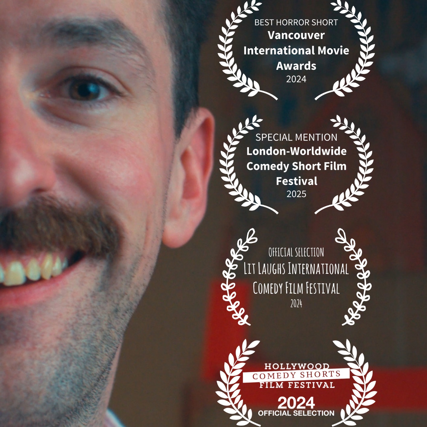 Just sprucing up my website and seeing these laurels together makes me so happy! This was the first short film I made with @katethehammer and @cmduds. We've got more cooking, so watch this space! Shout out to scream queen @cbthorburn whose expressions in Love It or Flee It make crack up. Link to short in my bio! 🧟♂️