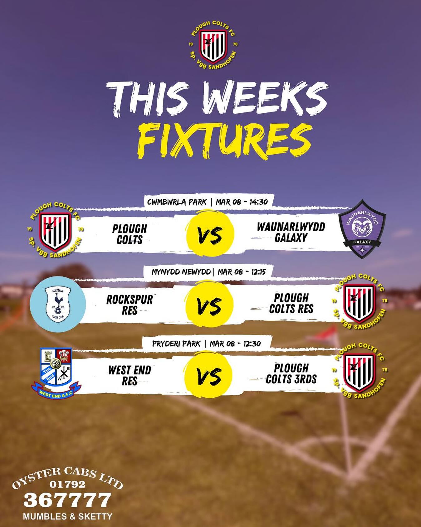 Fixtures for this weekend, UppaPlough 🔴⚪️
@oystercabs
@partonmedia