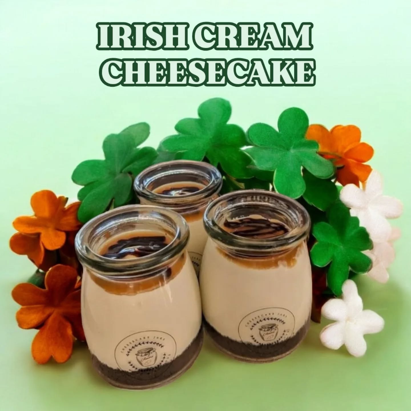 Irish Cream Cheesecake Jars are the perfect St. Patrick's Day Treat 🍀
Chocolate cookie crust with a rich Irish Cream, Mascaropone Cheesecake and topped with caramel and chocolate fudge.
#amorecheesecake #cheesecakejars #stpatricksday