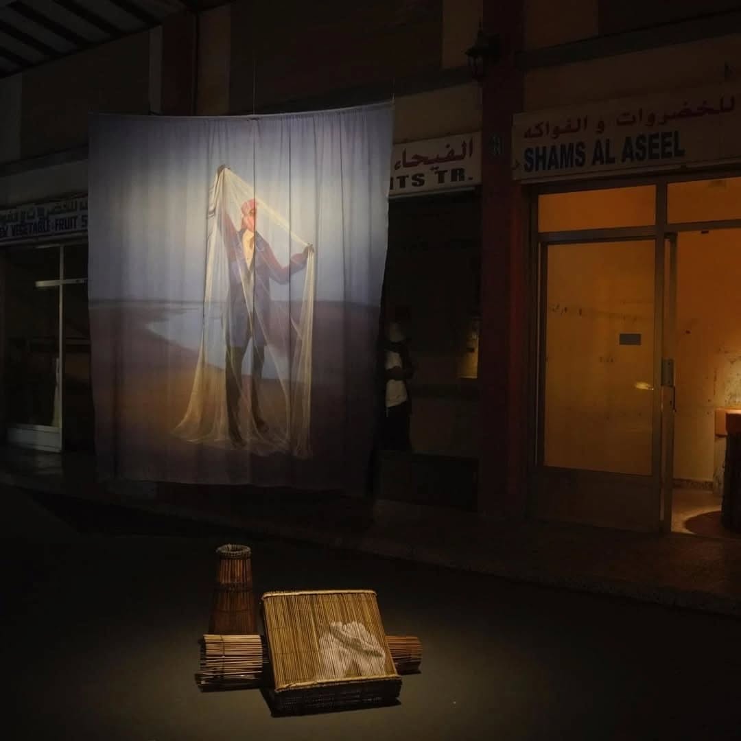 Congratulations to our DAS collaborator , Anga Art Collective, on exhibiting their work আৱতৰীয়া বতাহ (Unseasonal Wind) as part of Sharjah Biennial 16, To Carry. Curated by Alia Swastika, Amal Khalaf, Megan Tamati-Quennell, Natasha Ginwala, and Zeynep Öz, the Biennial brings together diverse artistic interventions across multiple venues.
Established in 2010, the Assam-based Anga Art Collective has been developing artworks and projects that respond to Northeast India's ever-changing natural landscape. Reimagining the socio-economic histories of agriculture, the collective presents আৱতৰীয়া বতাহ (Unseasonal Wind), 2024, at the Old Al Jubail vegetable market. This site-responsive, tripartite dialogue connects Sharjah with the Indian states of Assam and Bihar.
At its center is a round, seemingly weightless structure where community art outreach programs are held. Scattered throughout the market are various installations, including The Full Moon (2024), a two-channel video exploring the interconnections between humans and elephants, and a painting perched above a traditional fireplace structure, surrounded by books crafted from farming tools used for planting seeds or harvesting betel nuts.
Commissioned by Sharjah Art Foundation (@sharjahart) and curated by Alia Swastika.
Photographs by @angaartcollective.
Free and open to the public, Sharjah Biennial 16 runs from 6 February to 15 June 2025.
@dhakaartsummit
@samdaniartfoundation
@nadiasamdani
@rajeebsamdani
@dhakadiana
@rux_q
@alia.swastika
@amalandaplan
@maoriartcurator
@natasha_ginwala
@zeynepozz
@swilin_haque
@sazzad1985
@iftekharnoor
#dhakaartsummit #samdaniartfoundation #dhaka #sylhet #art #artwork #DAS #exhibitions #contemporaryart #srihatta #artistresidency #sharjah #angaartcollective #sharjahbiennial