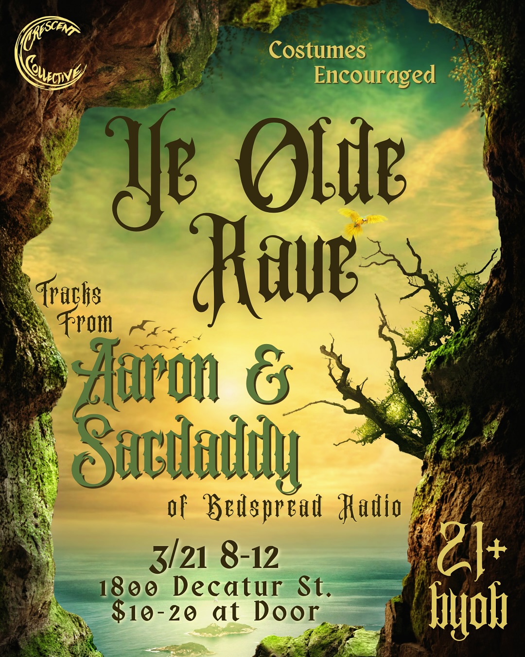 Join us on March 21st 8-12 for a fantastical rave, featuring artists Aaron & Sacdaddy (from Bedspread Radio).
This is a 21+ event
Tix Sliding Scale $10-20
Think after-dark renaissance fest vibes - So don’t forget your tunic and fairy wings 🧚🧙🏻♀️
.
.
.
#rva #rvamusic #rvaevents #rvaravers #queerrva