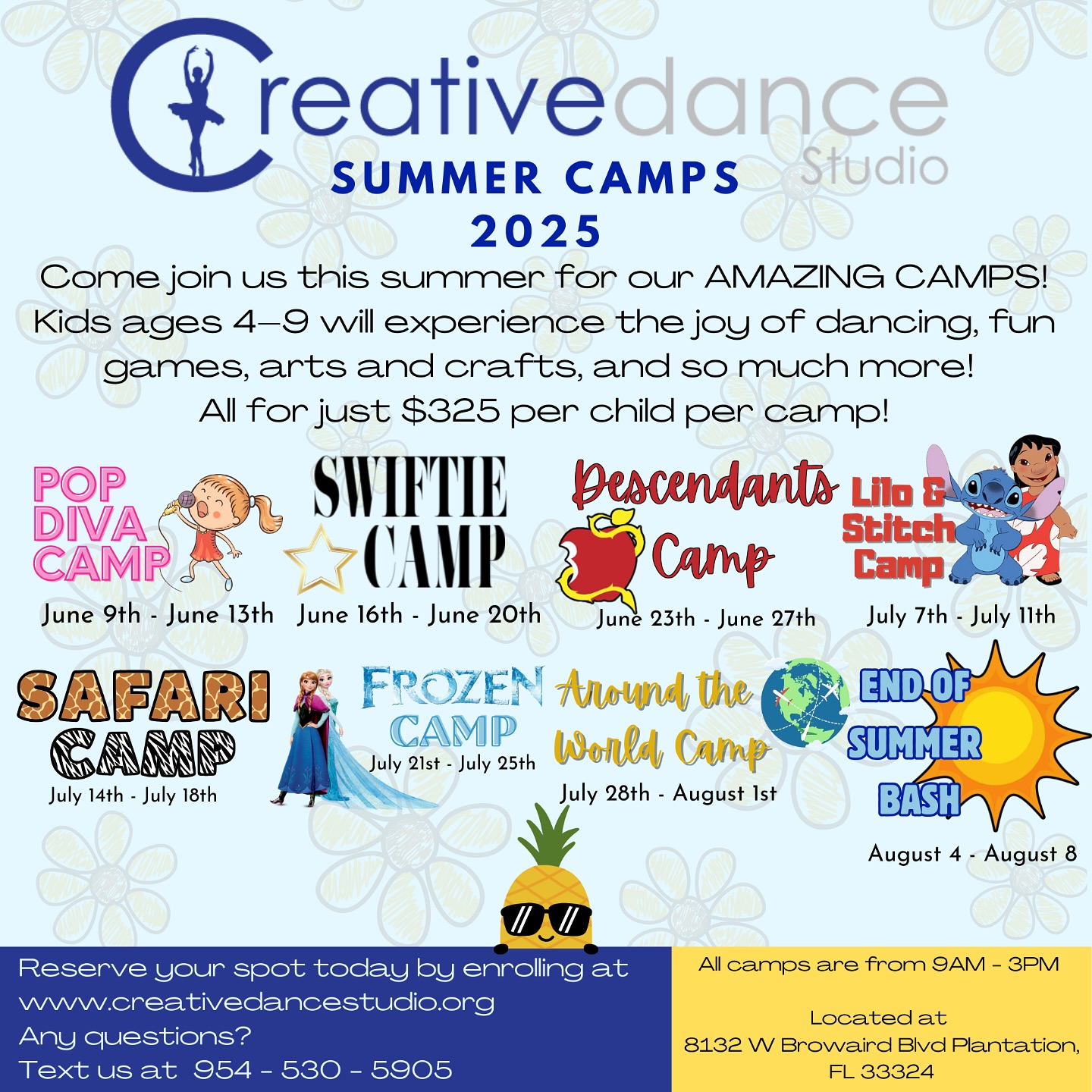 Summer plans? Let’s make them fun! 🎉
Creative Dance Studio summer camps are packed with dancing, games, arts & crafts, and exciting themed activities—designed for kids ages 4-9 to have the best summer ever.
Each week brings a new adventure, from Swiftie dance parties to safari explorations—so they’ll stay active, creative, and having a blast all summer long! 🤗
Before & after care available if needed.
Comment SUMMER and we’ll send you the link to grab their spot! 🎉