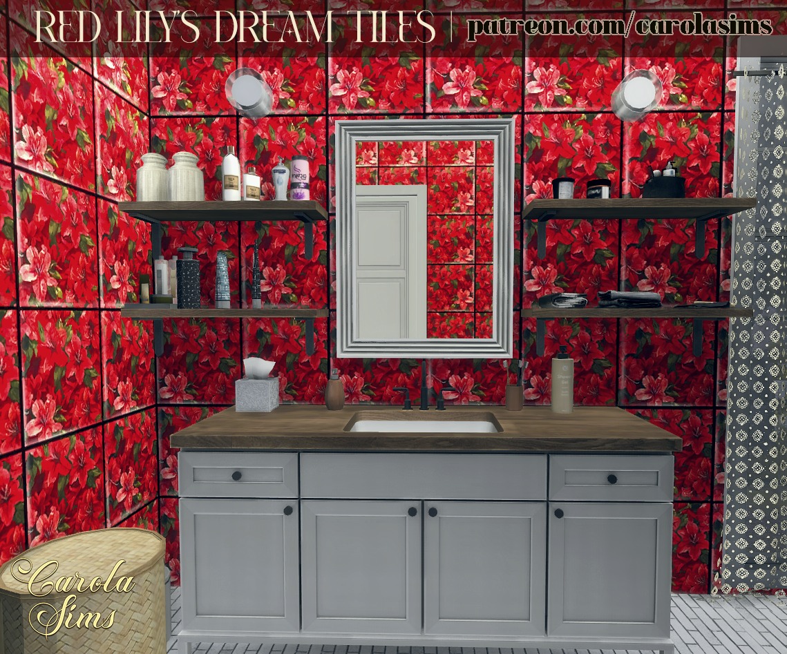 Red Lily's Dream Tiles
.
.
.
Red Lily's bathroom tiles decor
.
.
.
.
.
.
.
.
.
.
#sims4walls #bathroomwall #buildmode #bathroomtiles #sims4buildmode #sims4tiles #tiles #tiledecor #redtiles #redcolor #bathroom #bathrooms #bathroomdesıgn #bathroomdecor #walltiles #redwall #redflowers #lily #thesims4 #simstagram #redlily #redlilytiles #bathroomdecor