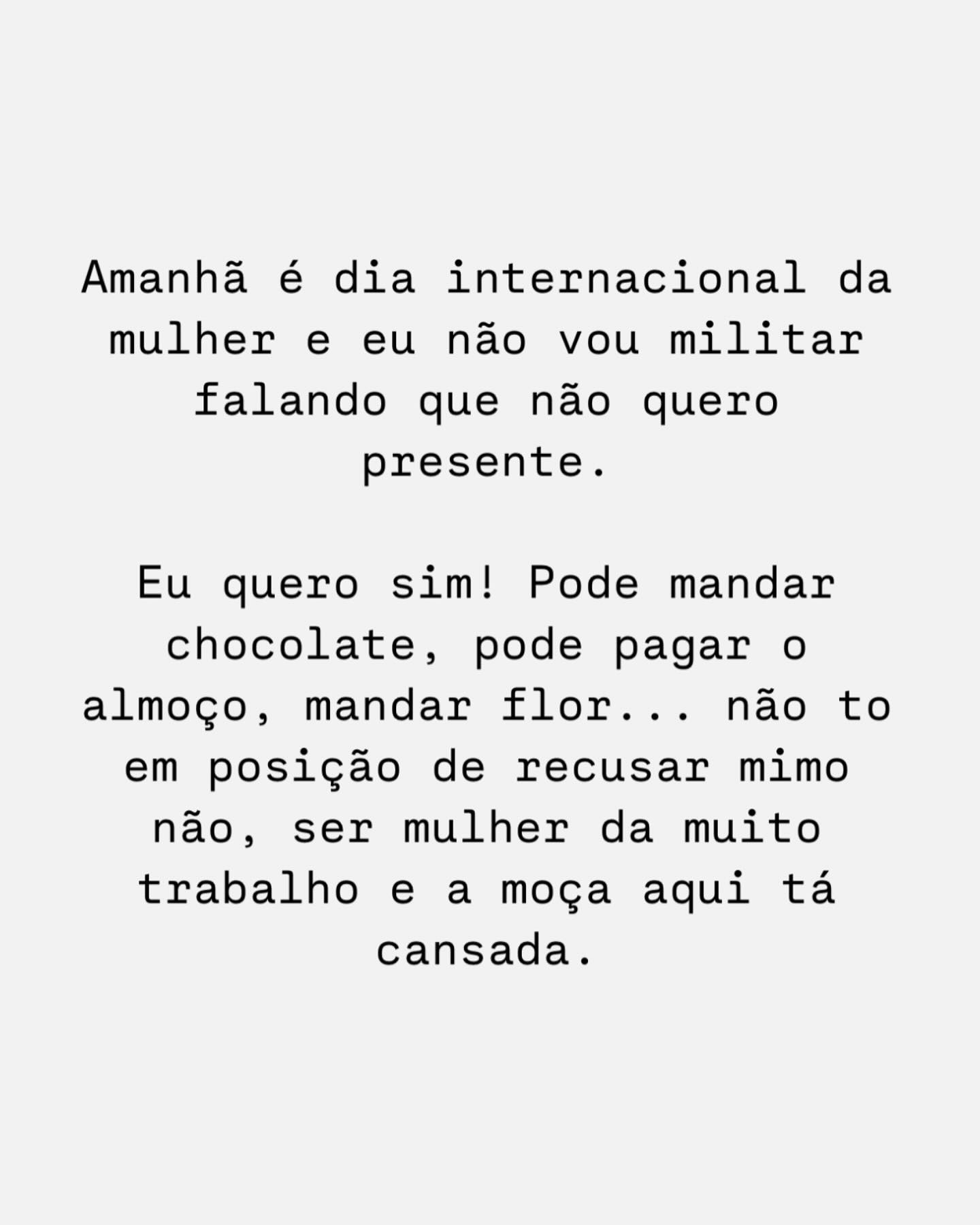 É sempre bom ser mimada né?! Quem aqui recusa mimo?! EU NÃO SOU NEM LOUCA AMO HAHAHA Comenta aqui e manda pro crush 😅
Que você sempre se sinta valorizada 🩷💫