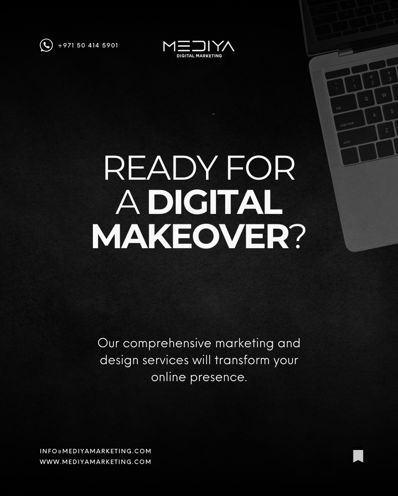 Transform your online presence with Mediya Digital Marketing’s exceptional social media management and website design services.
Let us help your company shine in the digital world! 🌟✨
📲 Contact us for a customized offer through WhatsApp +971 50 414 5901.
#MediyaDigitalMarketing #OnlinePresence #WebDesign #socialmediamanagement #socialmediadubai #dubaidigitalmarketing #socialmediaagency