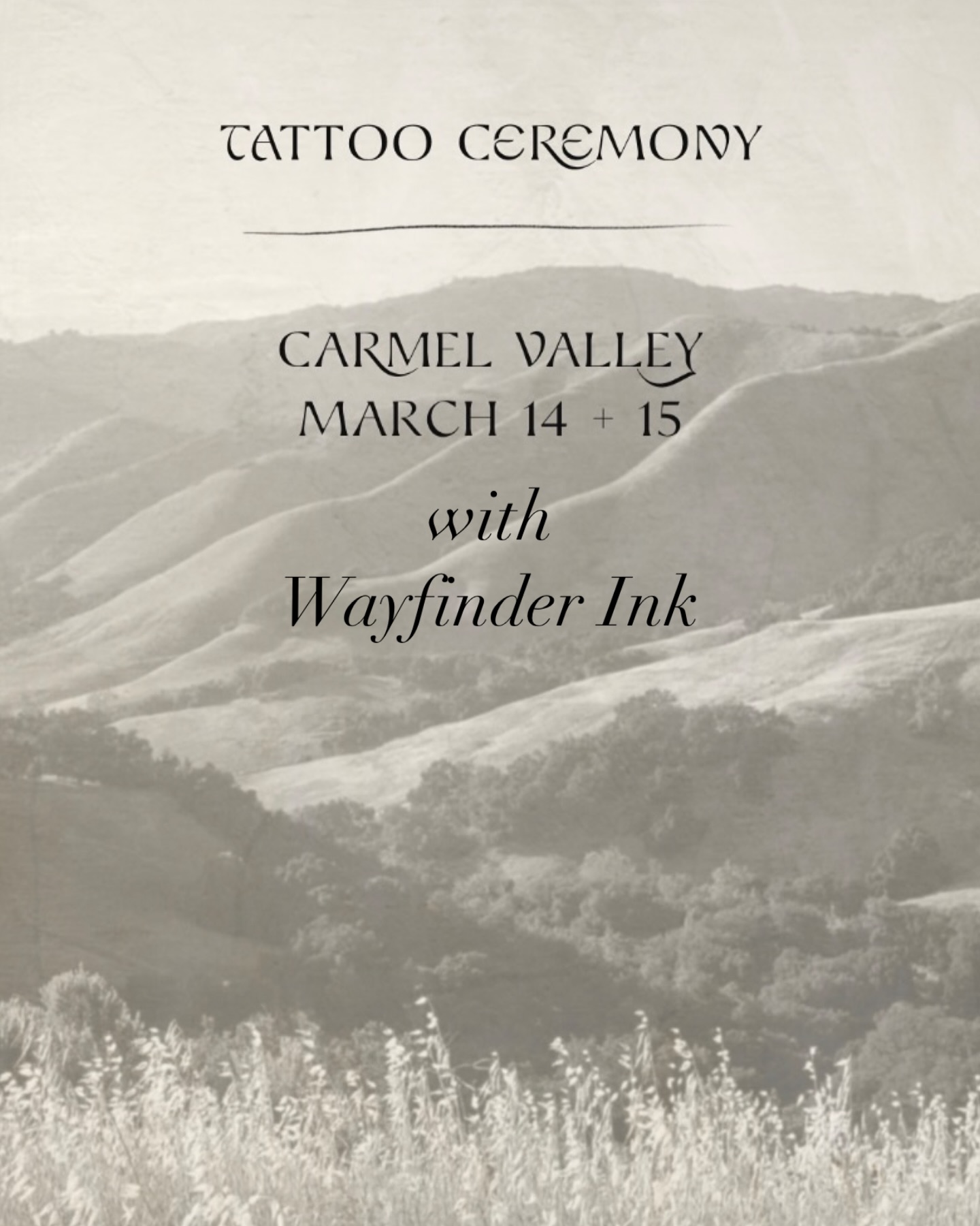 @wayfinder_ink will be in the studio March 14th and 15th and is booking tattoo ceremonies for both days.
Do not miss out on this incredible experience with Ellen. Find the booking link in her Bio to claim your session.
#songdogstudios #wayfinderink #carmelvalley #carmelvalleyvillage #carmel #carmelbythesea #bigsur #monterey #montereypeninsula #pacificgrove