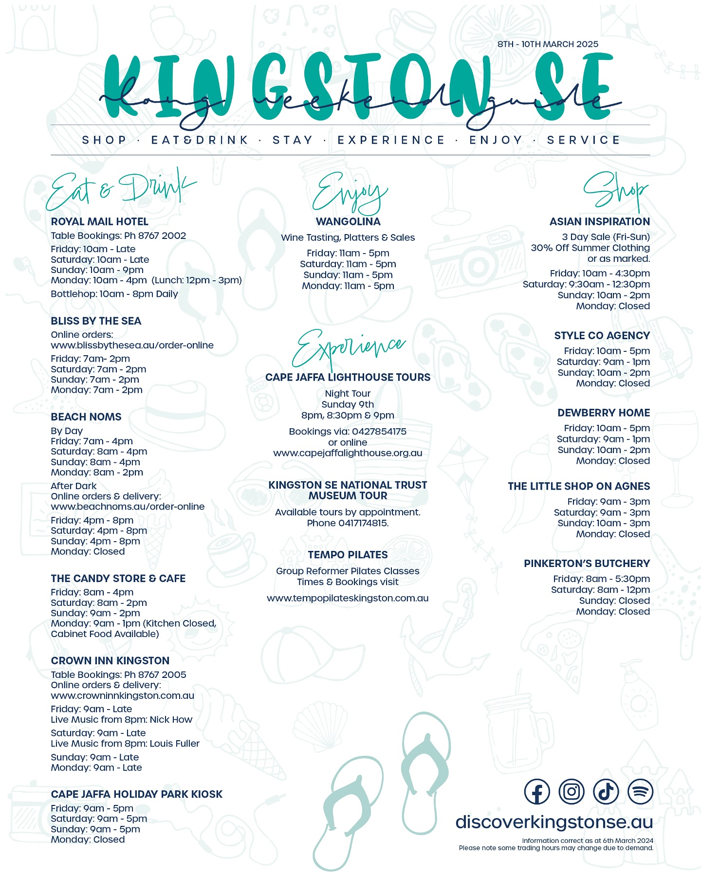 Shop, Eat & Drink, Enjoy & Experience Local Kingston SE this long weekend! ☀️ 🌊 🍷 🎶