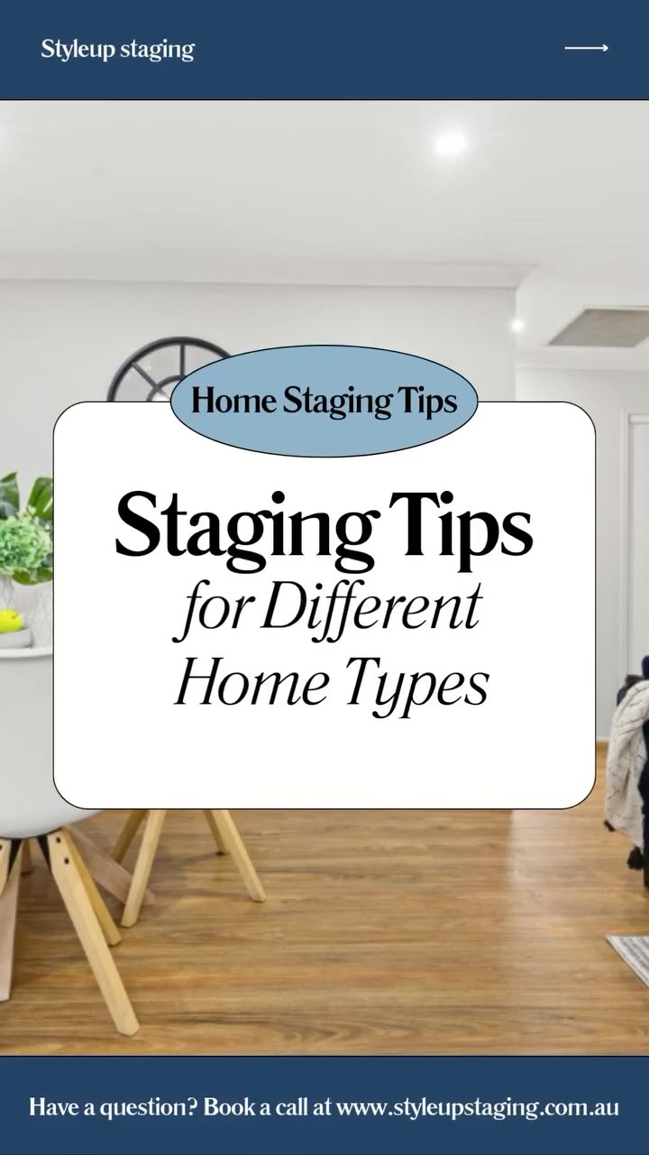 Home staging tips according to the different home types. Tips from our board straight to #instagram following these tips made us better at every job ✨😎 #homestaging #propertystyling #staging #canberrapropertystyling #homesweethome #homedecor #stagingworks