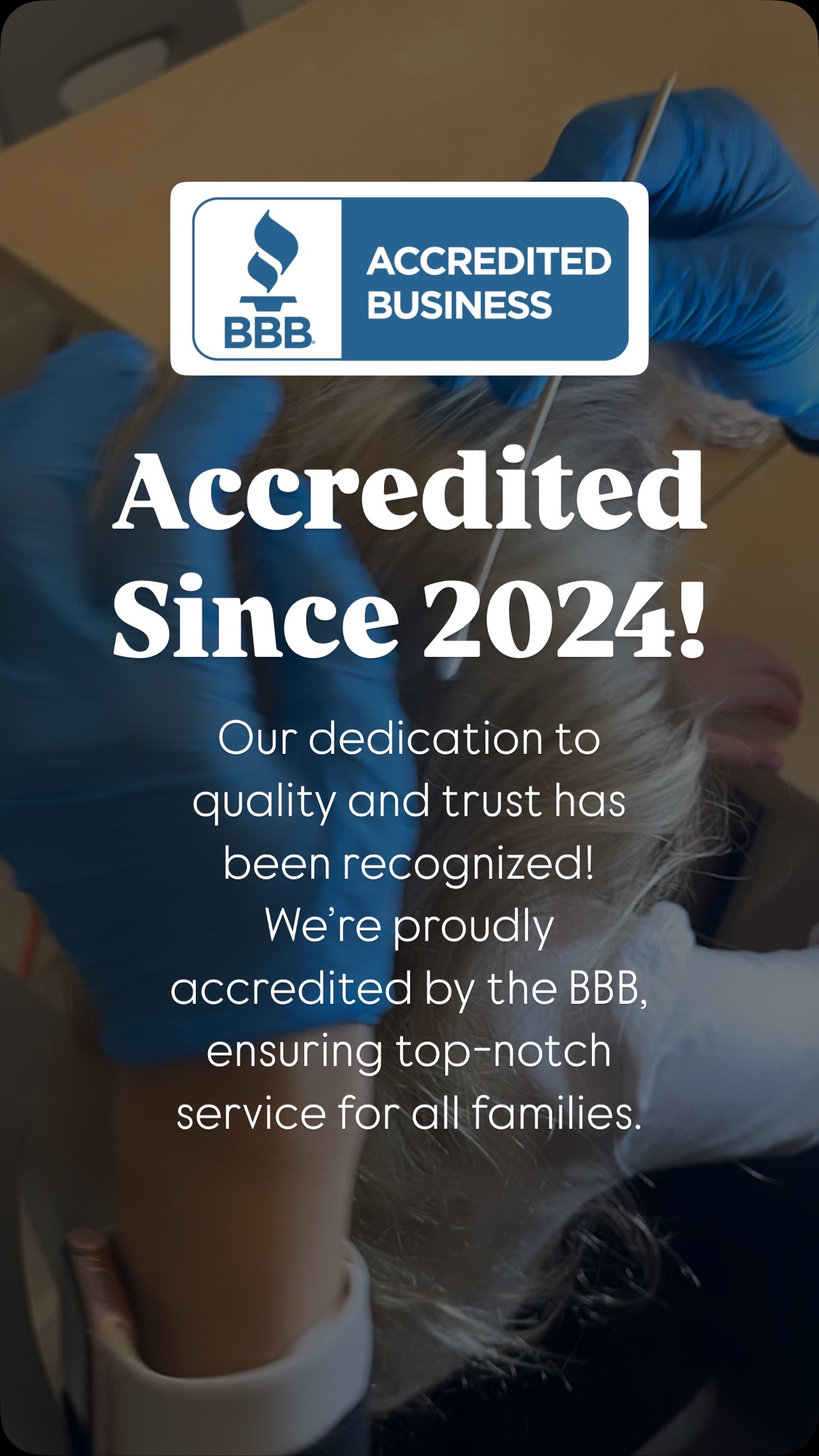 Proudly BBB @betterbusinessbureau_ Accredited Since 2024! ✅✨
We’re excited to share that Bye-Bye Pesky Lice has been BBB Accredited since 2024! This recognition reflects our commitment to professionalism, trust, and top-quality service. Thank you for trusting us on your lice removal journey! 💙 #BBBAccredited #TrustMatters #ByeByePeskyLice