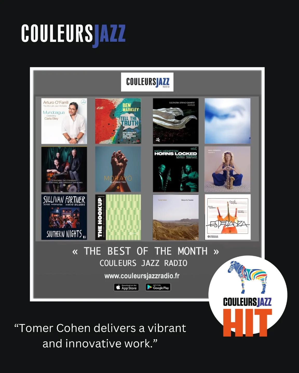Grateful to receive "HIT Album" and "Best of the Month" from @couleursjazzmedia
@hypnoterecords