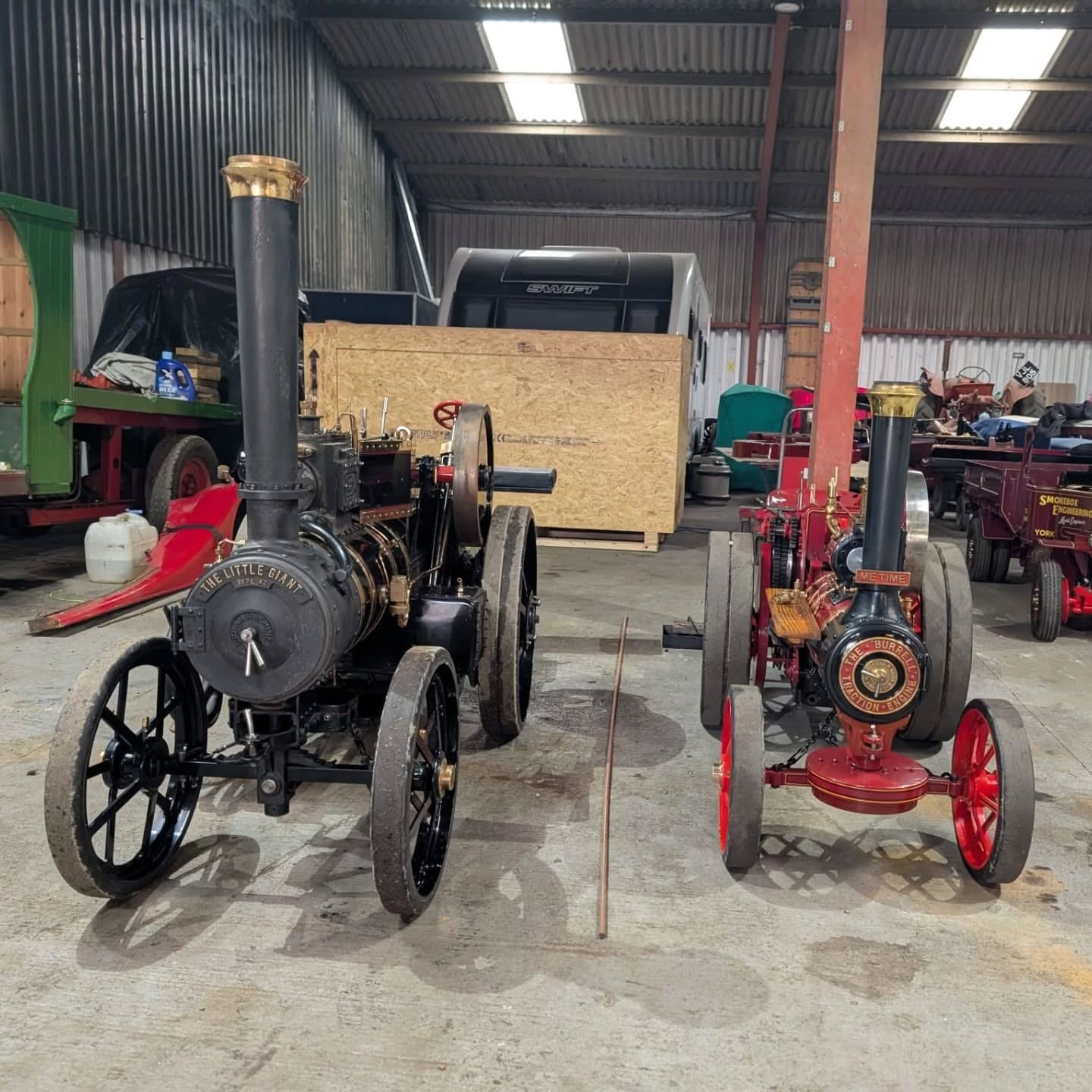 There is a lot to like about the 6" Tasker Little Giant, especially this one that has just had a new set of tubes, 10 year boiler examination with hydraulic and a general overhaul.
On paper the Tasker doesn't seem much bigger than a 4" Traction engine, the narrow and short steam tractor wheel base means it doesn't take up a huge amount more floor space but as you can see from the first picture it's a lot more engine, weighing in at almost twice as much and sitting considerably taller all round.
Weight wise the engine goes about 850kg meaning it can go in the back of most vans or be towed by a large family car.
For full details please see https://www.legacyvehicles.co.uk/miniatures/6%22-tasker-little-giant-steam-tractor
.
.
#miniaturesteam
#modelengineering #steamtractor #taskersteam