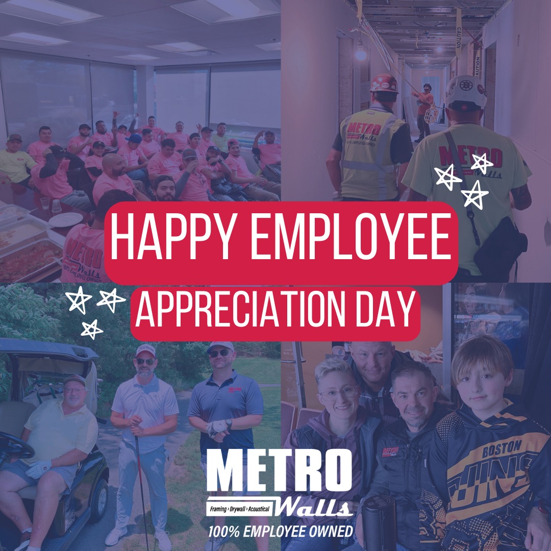 Today, we celebrate our incredible team who makes what we do possible. Your hard work and dedication are the driving forces behind our success. Happy Employee Appreciation Day! 👏🌟
As a 100% employee-owned company, we take great pride in recognizing the importance of our team and their commitment to living our company values. Here’s to you and all that you do for Metro Walls!