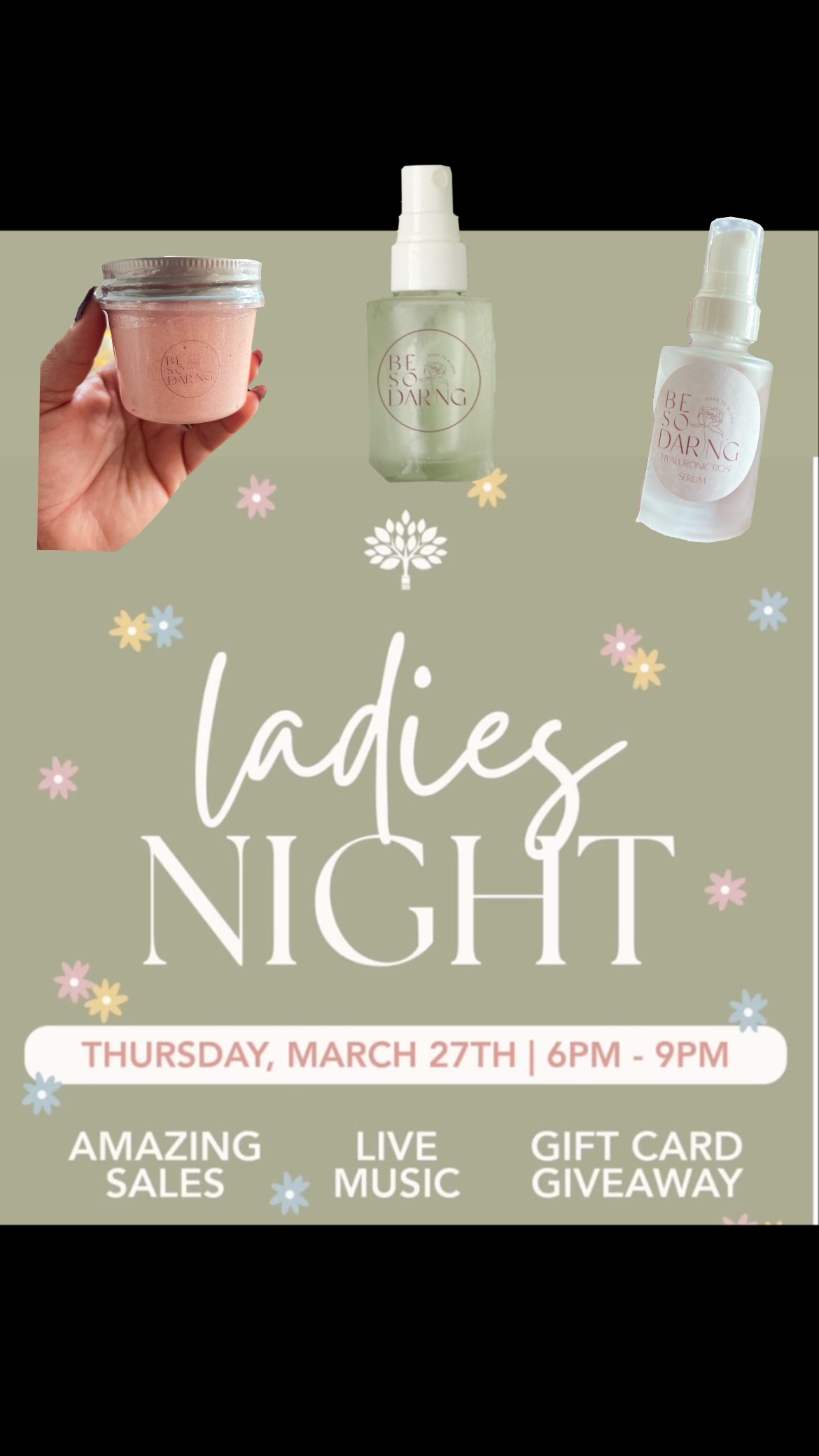 Mark your calendar on Thursday, March 27th from 6pm to 9pm for Painted Tree’s Ladies’ Night!
This event will be a fun-filled evening for shoppers,
marking the official start spring at Painted Tree.
Featuring exclusive sales, live music, and a chance for shoppers to win a $100 Painted Tree gift card, it’s
sure to be an exciting night!