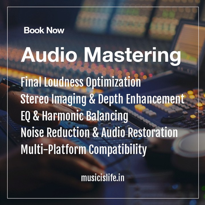 🎧 Give Your Music the Pro Sound It Deserves! 🎛️🔥
Mastering is the final step that makes your track louder, clearer, and ready for all platforms—from Spotify & Apple Music to radio & live performances. Get a polished, industry-standard master that stands out!
📩 DM us to get started! 🚀
#AudioMastering #MasterYourSound #MusicProduction #MixingAndMastering #ProSound #StudioQuality #Musicislife #india #pune