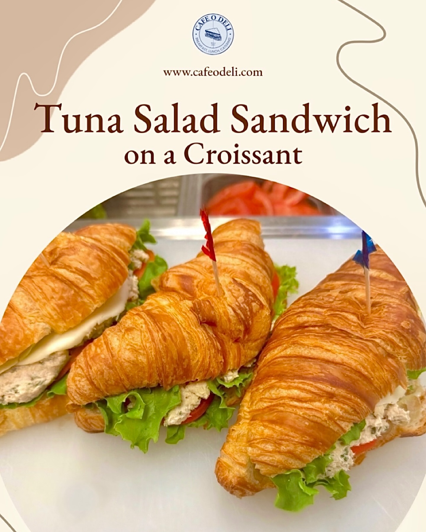 Special Sandwich for Catering❕
Tuna Salad Sandwich on a Croissant 🥐🥬🍅
#cafeodeli #tunasaladsandwich #croissant #irvinecafe #breakfast #lunch #catering