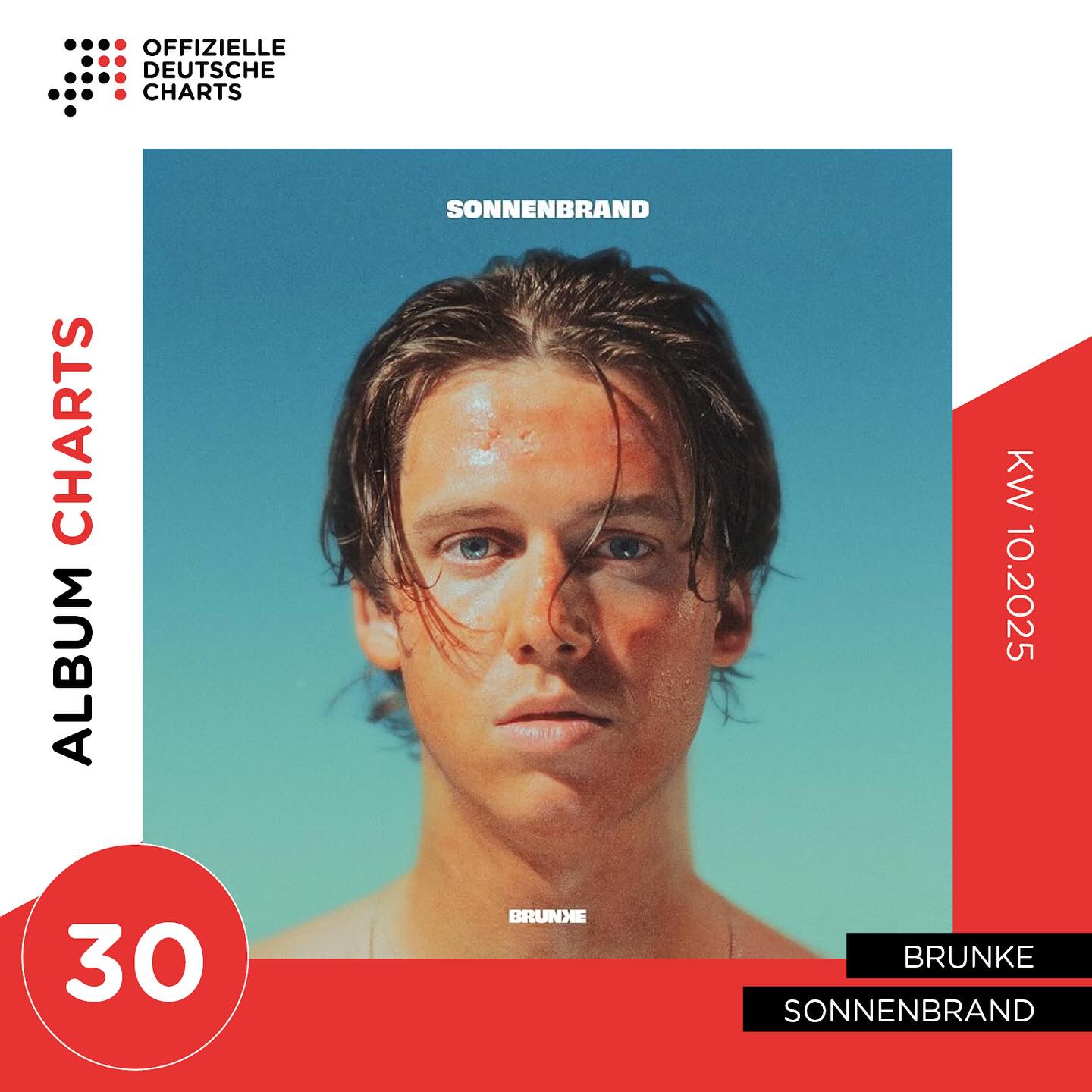 TOP 30 ist es! Glückwunsch zu diesem Resultat @brunkemusik @presse_regelt @cragency.de und SOLD OUT in Hamburg und Köln @karstenjahnke, sowie Danke an die Vertriebsforce @sonymusicde und unseren Verlag @goodkid.music! Denn vor dem Sonnenbrand ist nach dem Sonnenbrand…