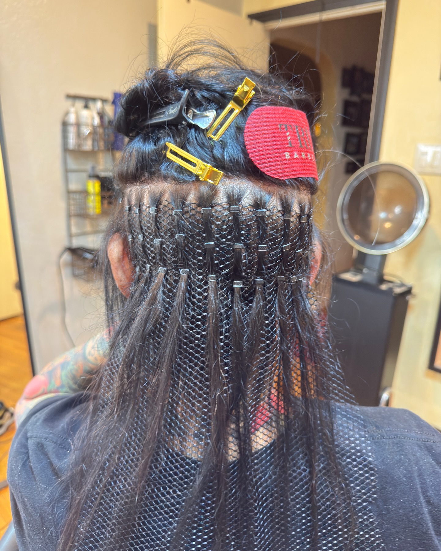 When clients want a crap load of hair, but their head and hair cannot sustain it so I put this in. I sew in the Extensions and even add in tapes to add the volume of hair she wants without putting stress on her own natural hair. my little diva.👩🎤