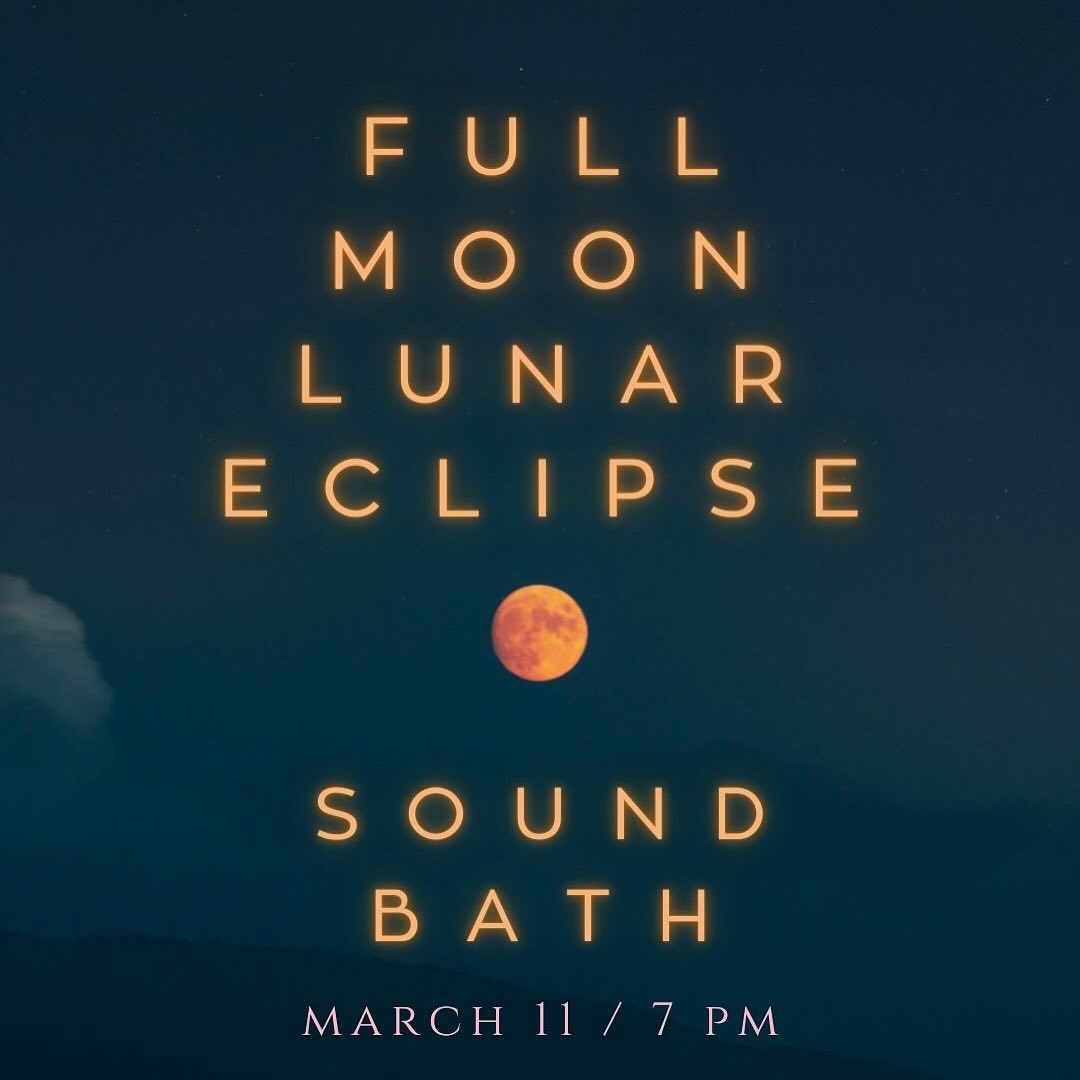 FULL MOON SOUNDBATH
TUESDAY, MARCH 11 / 7 pm @alreadywithinyoga @pamkessinger
This is the start of the eclipse season and is a very karmic opportunity of growth and release. This is a South Node eclipse and is about releasing the past.
This only happens two times a year and is very significant. Anything that’s unresolved in your life or your relationships, any outdated patterns, past lifetimes, your upbringing, your lineage could come up right now to be transformed. You can work with this energy and leap forward in incredible ways!
Join me tonight @alreadywithinyoga for my Full Moon 🌕 Soundbath designed to examine your attachment with control in a time when you are being asked to let go of something in order to learn how to trust your inner intuition and lean more into your integrity. ✨ Let’s go!! ⭐️
Sign up via link in bio / events.