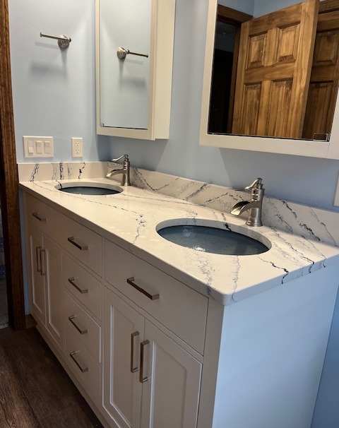 New bathroom countertop installed for our lovely clients! They came in looking for a white & blue quartz remnant... We had exactly what they were looking for! 🤩
⭐️⭐️⭐️⭐️⭐️
"I wanted to thank you and everyone at Stone Depot for how easy you were to work with and how beautiful our bathroom turned out because of such a beautiful counter!!" -Denise & Greg F.
Material: @cambriasurfaces Quartz "Portrush"
940 Wellington Ave, Cranston, RI 02910
401-780-9639
www.stonedepotofri.com
#quartz #quartzcountertop #bathroomcountertop #stonecountertop #vanity #vanitycountertop #cambria #cambriaquartz #portrush #cambriaportrush #bathroomremodel #bathroomrenovation #bathroomideas
#whiteandblue #whitecabinets #whitevanity #stonefabricators #ri #ma #ct