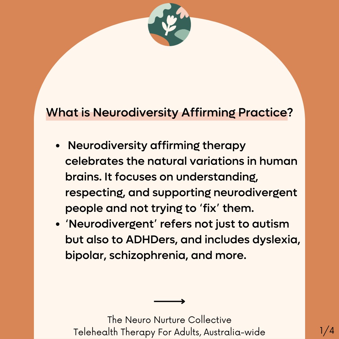 🌟 At The Neuro Nurture Collective, we believe in the power of embracing your neurotype and providing therapy that truly supports YOU. Neurodiversity-affirming therapy is about seeing the whole person: celebrating unique ways of thinking, feeling, and being, without trying to change or 'fix' what makes you, you.
💻 Whether you're navigating life as a neurodivergent adult, supporting a loved one, or simply seeking a compassionate space to be understood, we'd love to help. Our telehealth services make therapy accessible and flexible, no matter where you are in Australia.
Find more info on our website, or please feel free to email us admin@theneuronurturecollective.com 💌
#NeurodiversityAffirming #TelehealthTherapy #PsychologySupport #NeurodivergentCommunity #MentalHealthMatters