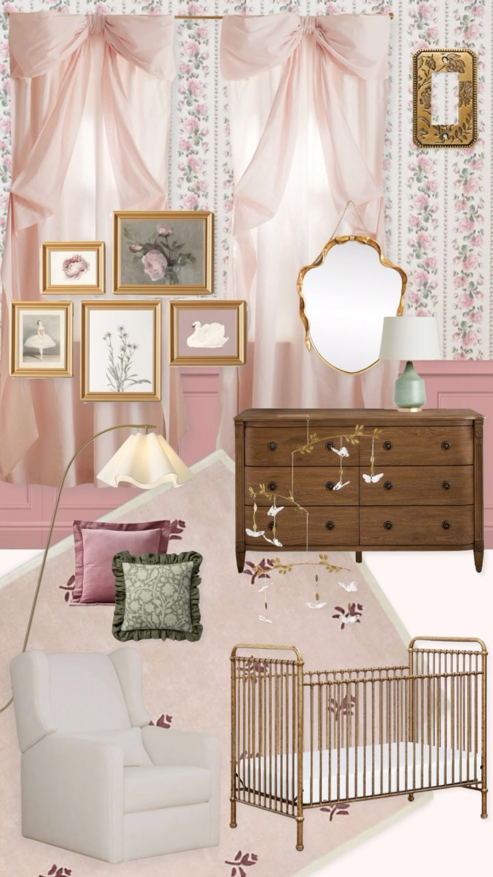 A dreamy, vintage-inspired nursery moodboard where dusty rose and lush green set the stage, accented with timeless brass details. The neutral-toned furniture isn’t just stylish—it’s a long-term investment, effortlessly adapting to future color palettes with just a swap of paint and accessories. And as she grows, so does her furniture. It’s a space designed to evolve with her, from sweet lullabies to big-kid adventures!
#virtualinteriordesigner #edesign #moodboard #nurserydesign #vintagenursery #babyroomdecor #interiordesign #smartdesign