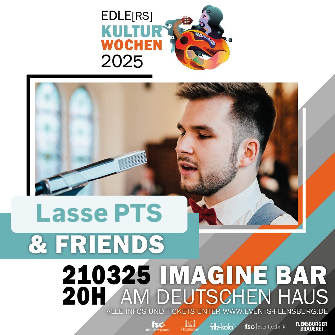 ➡️➡️➡️➡️➡️swipe➡️➡️➡️➡️➡️
Moin ihr Lieben, nun eine großartige Ankündigung:
Nächsten Freitag, am 21.03. findet das „Theo Klattenhoff & Friends“ Konzert als Festival-Gala-Abend in der @imaginebarfl statt. Es gibt zwei Sets mit großartigen Singer-Songwriter*innen aus dem Norden, die ihre eigenen Songs präsentieren.
Du hast Lust auf einen bunten Abend? Dich mal so richtig durch verschiedenste Musikrichtungen zu schnuppern? Anfangs noch ruhigen Klängen lauschen und am Ende gemeinsam mit uns in den Abend zu tanzen? Dann bist du an diesem Abend genau richtig!
Wir haben ein tolles Line-up für euch auf die Beine gestellt. Mit dabei sind @fatma.hafnaoui @jan.eichwald @jonson.music @lissys_music @lasse.pts @anja_singersongwriterin @theo.klattenhoff @unddasleben @sinnprovinzen
Wir freuen uns auf alle neuen Gesichter und alte Hasen und vor allem auf einen wahnsinnig tollen Abend!
Tickets gibt’s bei Eventim und bei allen bekannten Vorverkaufsstellen.
Das Wichtigste auf einem Blick:
Datum: Freitag, 21. März
🕕 Einlass: 19 Uhr | Konzertbeginn: 20 Uhr
📌 Ort: Imagine Bar, Deutsches Haus, Flensburg
#TheoAndFriends #LiveMusic #SingerSongwriterFestival #FlensburgEvents #HandgemachteMusik #supportlocalartists #flensburg #flensburgliebtdich