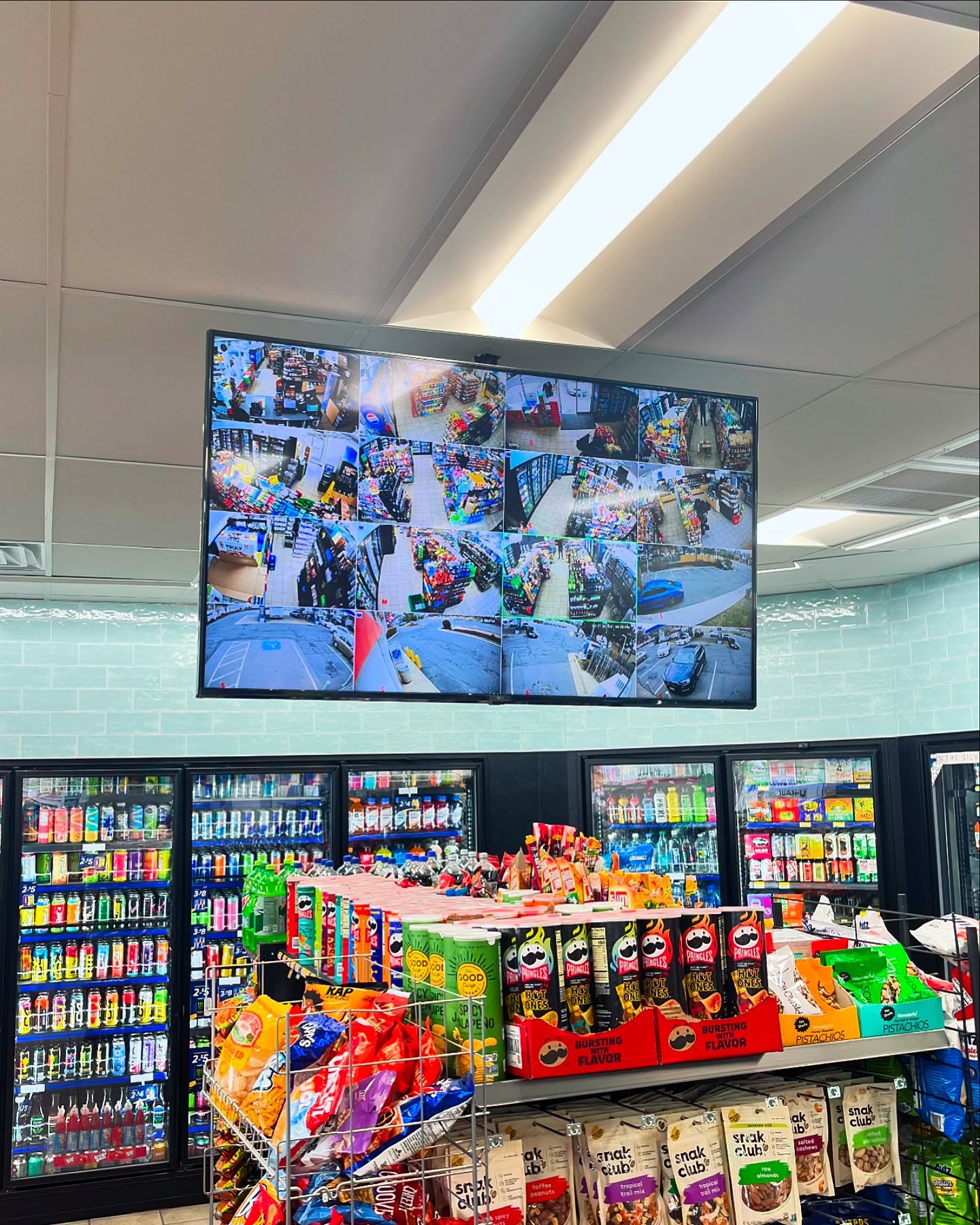Two ceiling mounts secured with a security system at @gosunoco in #HerndonVa #FullTiltTv