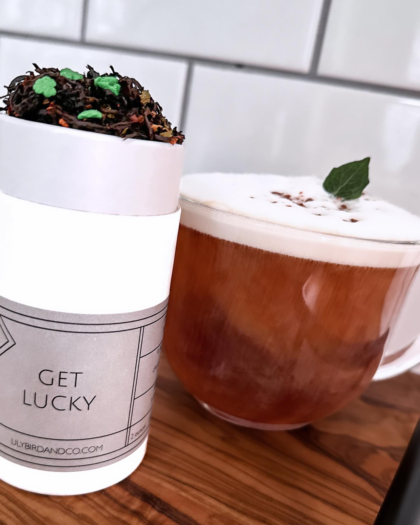 ☘️ GET LUCKY 🍀 Our featured tea for March is a yummy chocolate mint black blend with fun little shamrock sprinkles. Available now while supplies last!