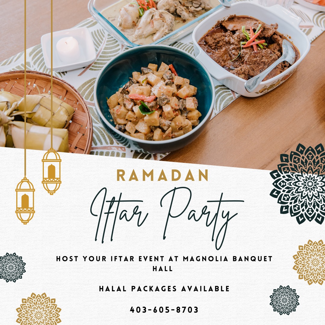 Book Your Iftar Event at Magnolia Banquet Hall! 🌙✨
Celebrate the spirit of Ramadan with your loved ones at Magnolia Banquet Hall! We offer two stunning venues to host your Iftar gatherings, whether it’s an intimate family dinner or a grand community event.
- Spacious & Elegant Banquet Halls
- Customizable Menu Options
- Beautiful Décor by Fusion Bollywood
- Warm & Welcoming Atmosphere
📍 Two Venues Available – Reserve Your Spot Today!
For bookings & inquiries, call us at 403-605-8703
#IftarEvent #RamadanKareem #BookYourIftar #MagnoliaBanquetHall #FusionBollywoodDecor #yyc #Iftar #Ramadan #Ramadan2025 #jasminehallyyc #family #events #fasting #calgary #Iftardinner #Mashallah # #IftarGathering #BookYourIftar #RamadanVibes #RamadanBlessings #IftarBuffet #CommunityIftar #RamadanFeast #BreakingFast #RamadanSpirit #MuslimCommunity #RamadanEvents #IftarWithFamily #RamadanCelebration