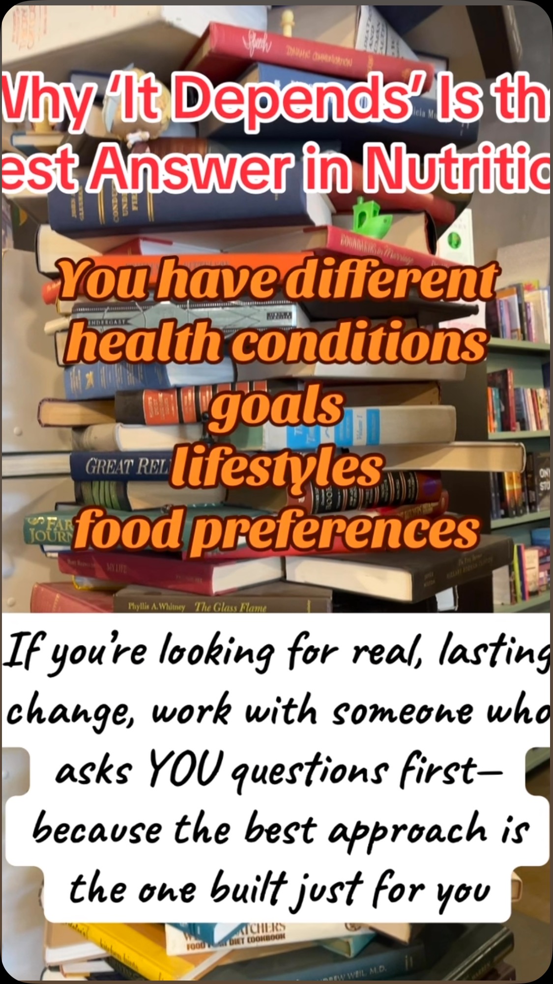 Ever asked a nutrition question and got the answer ‘it depends’? 🤔 That’s actually a GOOD thing! A great dietitian won’t give you generic advice—they’ll create a plan that works for YOUR body, goals, and lifestyle. 💡
One-size-fits-all diets? They fail because we’re all different. 🚫 Personalized nutrition? That’s where real, lasting results happen.
Have you ever followed a diet that didn’t work for you? Share your experience in the comments! 👇 And if you’re ready for a custom approach, drop a 🍎 and let’s chat! #WeightLossHelp #PCOSSupport #GutHealthMatters #PersonalizedWellness #DietitianApproved #HealthyHabits