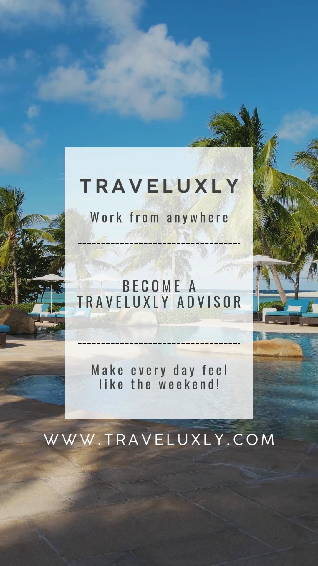 🌎✨ Turn Your Passion for Travel into an Exciting New Career! ✈️🌴
Ever dreamed of making travel your full-time job? Traveluxly is here to help you start your journey!
👉 Comment "INFO" below, and we'll send you all the details to begin your adventure!
#Traveluxly #TravelCareer #TravelJobs #LoveToTravel #CareerOpportunity #WorkAndTravel #TravelTheWorld #TravelAgentLife