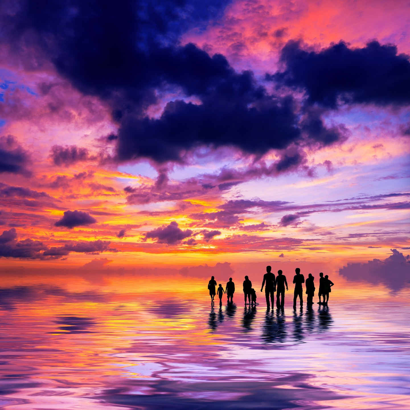 Waterwalkers at sunset.