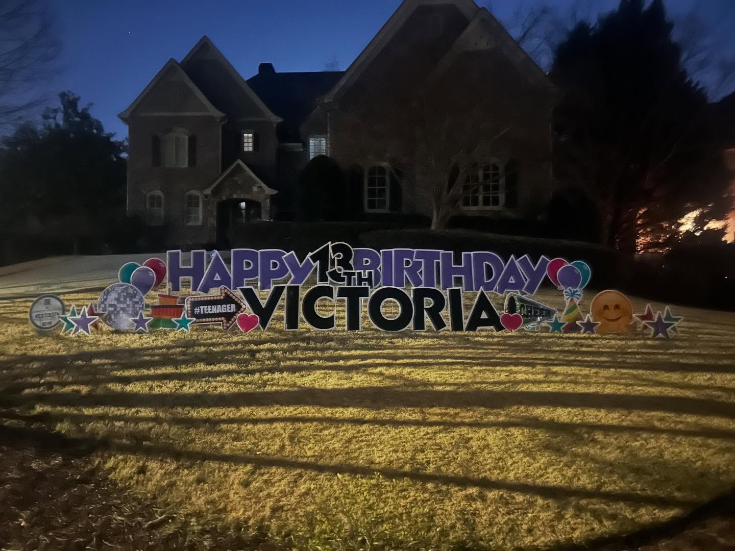 Victoria is a teenager! Have the best day! #CYG #georgiayardcards #teenager #purple #hbd