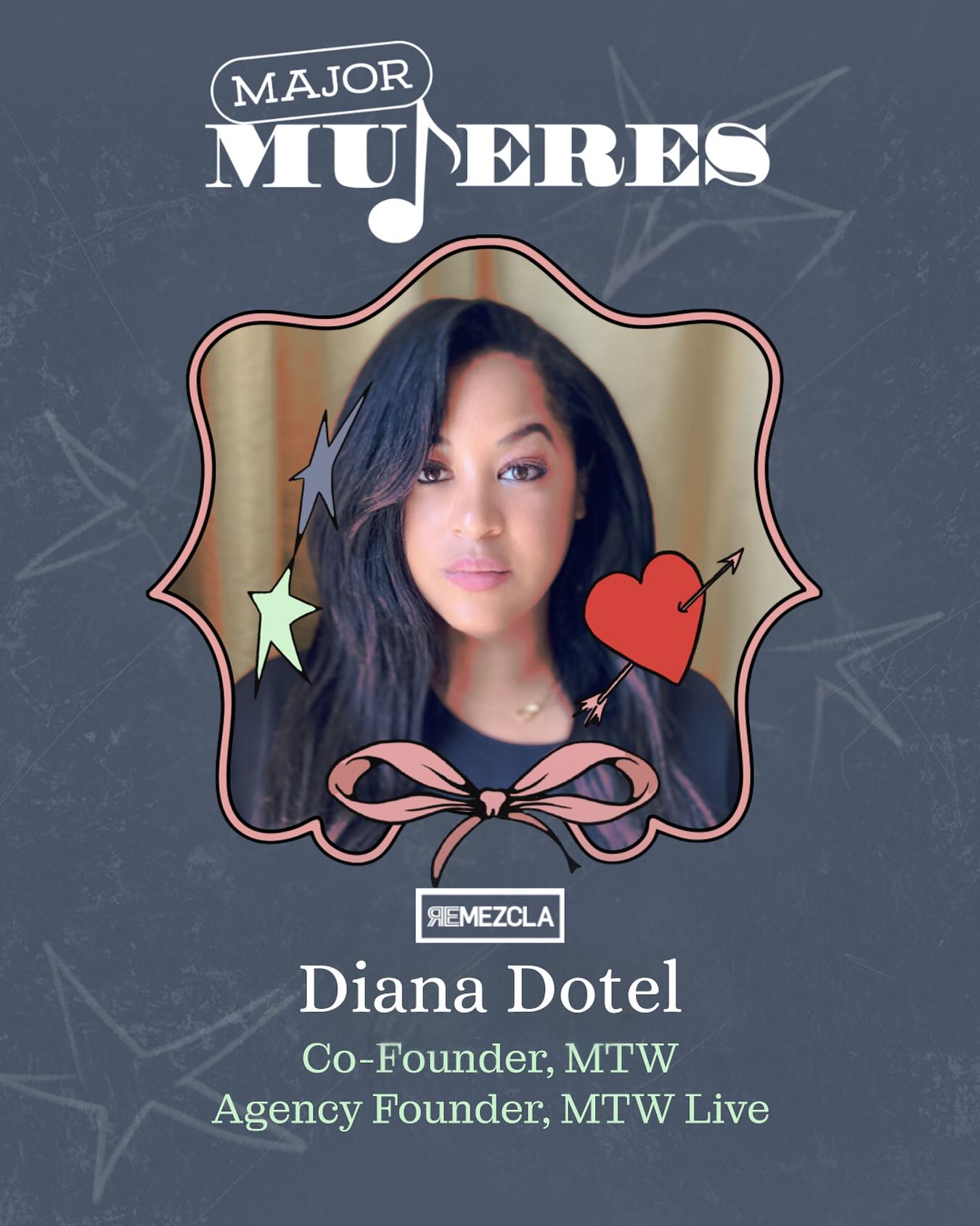 Meet this year’s #MajorMujeres, the Latinas honored by @Remezcla for making major moves in the music industry 🌟 Diana Dotel of MTW Agency was honored for her work elevating women throughout the music industry. Congrats, Diana, on this much-deserved recognition during Women’s History Month 👏