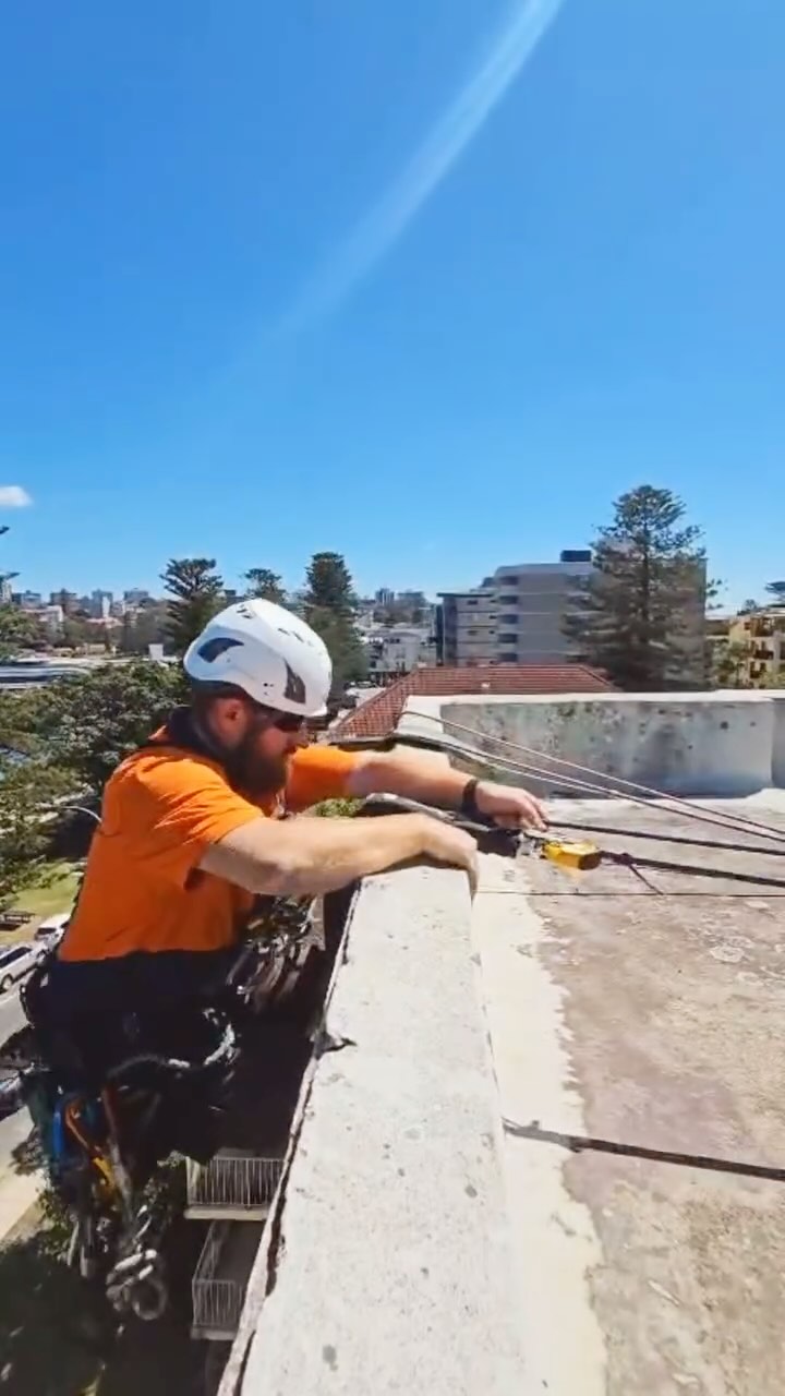 Just hanging around at today’s office. Installing new balcony spitters with All Trades Abseiling. Contact us for all of your height safety and rope access needs. skcsolutions.com.au #RopeAccess #HeightSafety #WorkingAtHeights