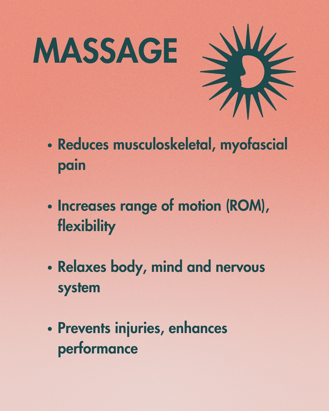 Massage has been with us for thousands of year and today we need it more than ever in this touch deprived, super chaotic and busy world. Massage has soo many benefits that I only brought a couple of examples. Should you doubt that you need massage or some other treatments, DM or WhatsApp me. If you know you need a good massage, go to my website from my bio and book one easily.
When should you book a massage?
- You feel fatigued, stressed out and have no energy
- You have trouble relaxing
- You do a lot of (repetitive) exercise
- You just want to be pampered
And the list goes on… :)